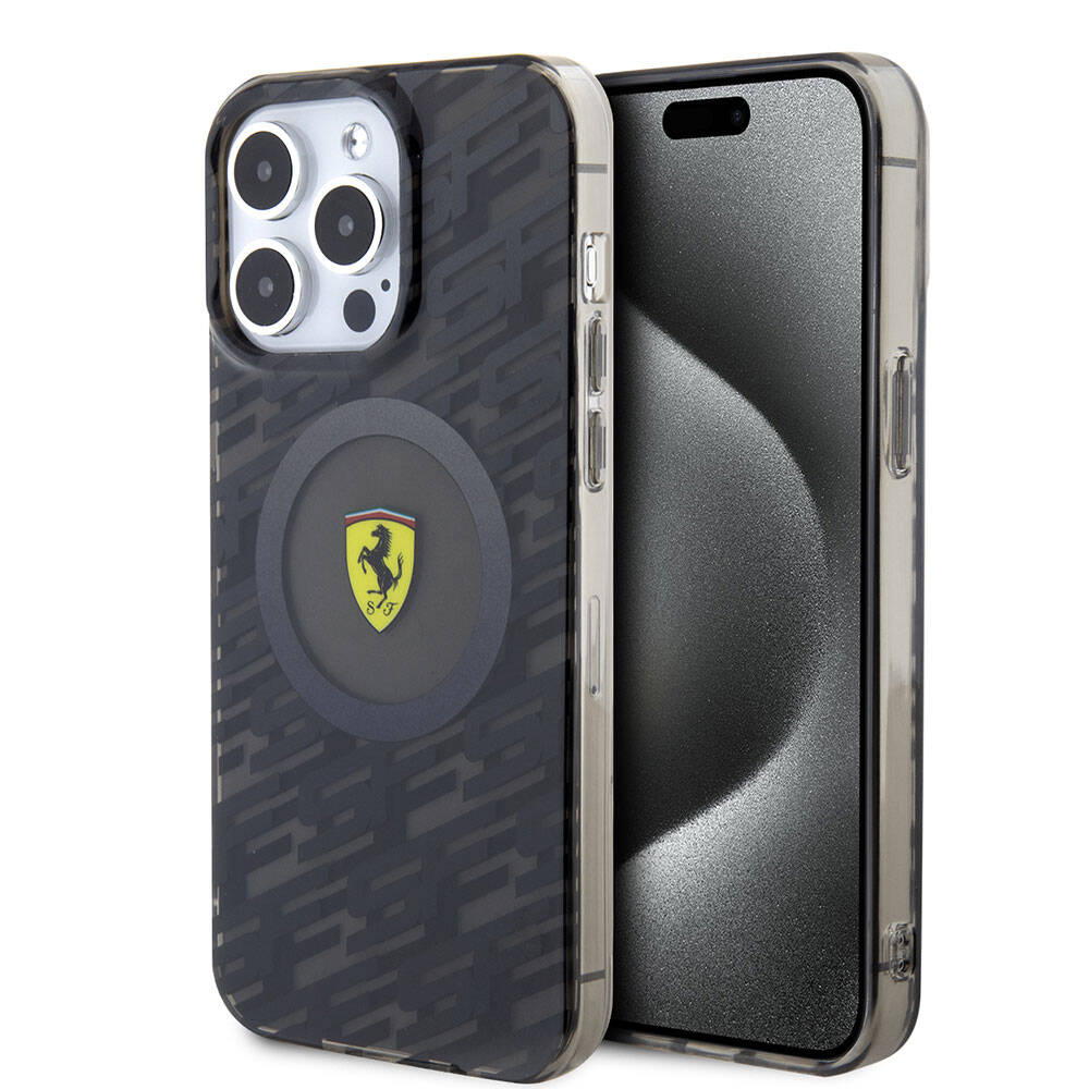 iPhone 15 Pro Max Kılıf Ferrari Orjinal Lisanslı Magsafe Şarj Özellikli Multi SF Kılıf Siyah
