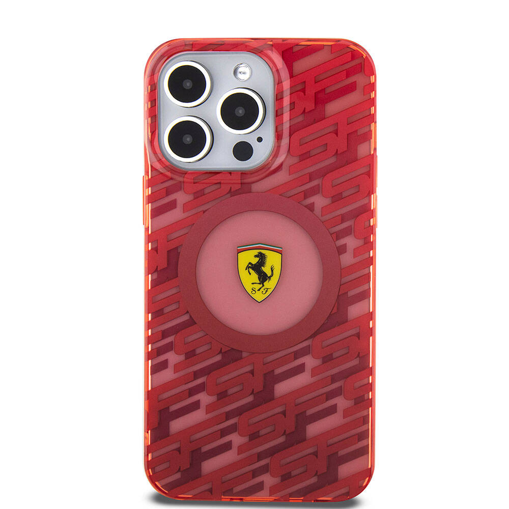 iPhone 15 Pro Max Kılıf Ferrari Orjinal Lisanslı Magsafe Şarj Özellikli Multi SF Kılıf Kırmızı