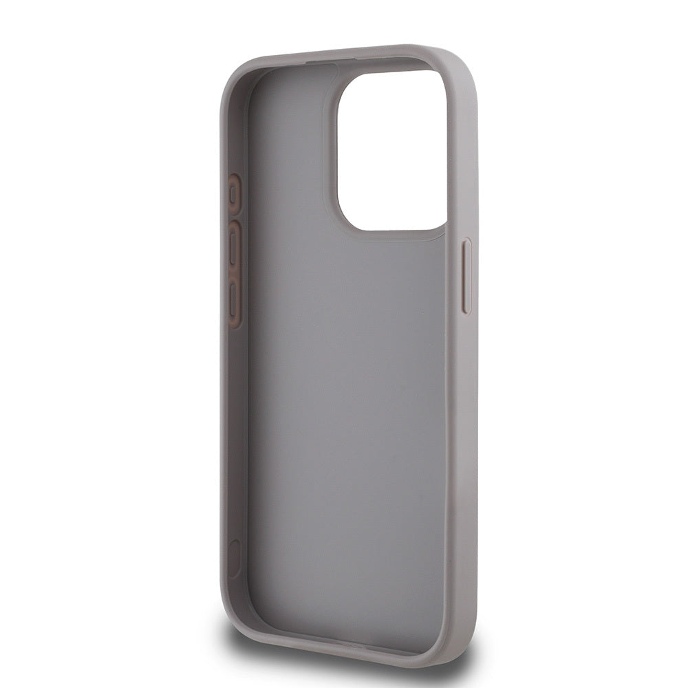 Apple iPhone 15 Pro Max Kılıf Guess Orjinal Lisanslı Gül Baskılı Büyük Metal Logo Dizaynlı Kapak Siyah