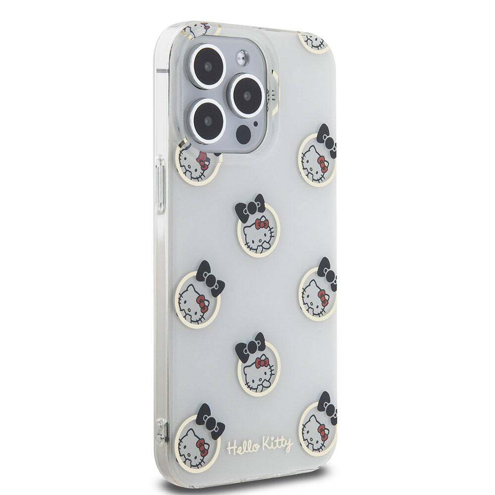 iPhone 15 Pro Max Kılıf Hello Kitty Orjinal Lisanslı Elektroplating Kaplama Kabarcık Baskılı Kılıf Siyah