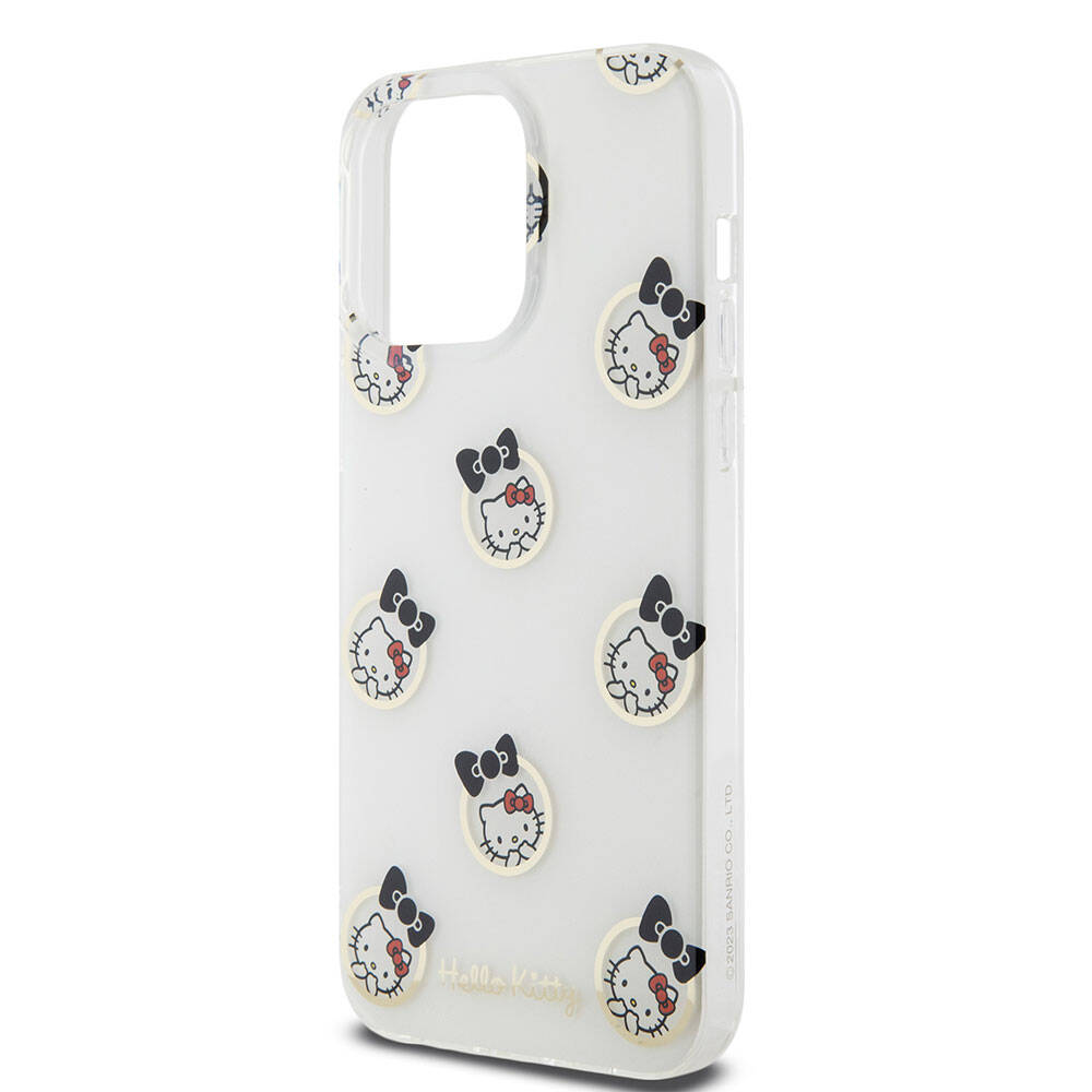 iPhone 15 Pro Max Kılıf Hello Kitty Orjinal Lisanslı Elektroplating Kaplama Kabarcık Baskılı Kılıf Siyah
