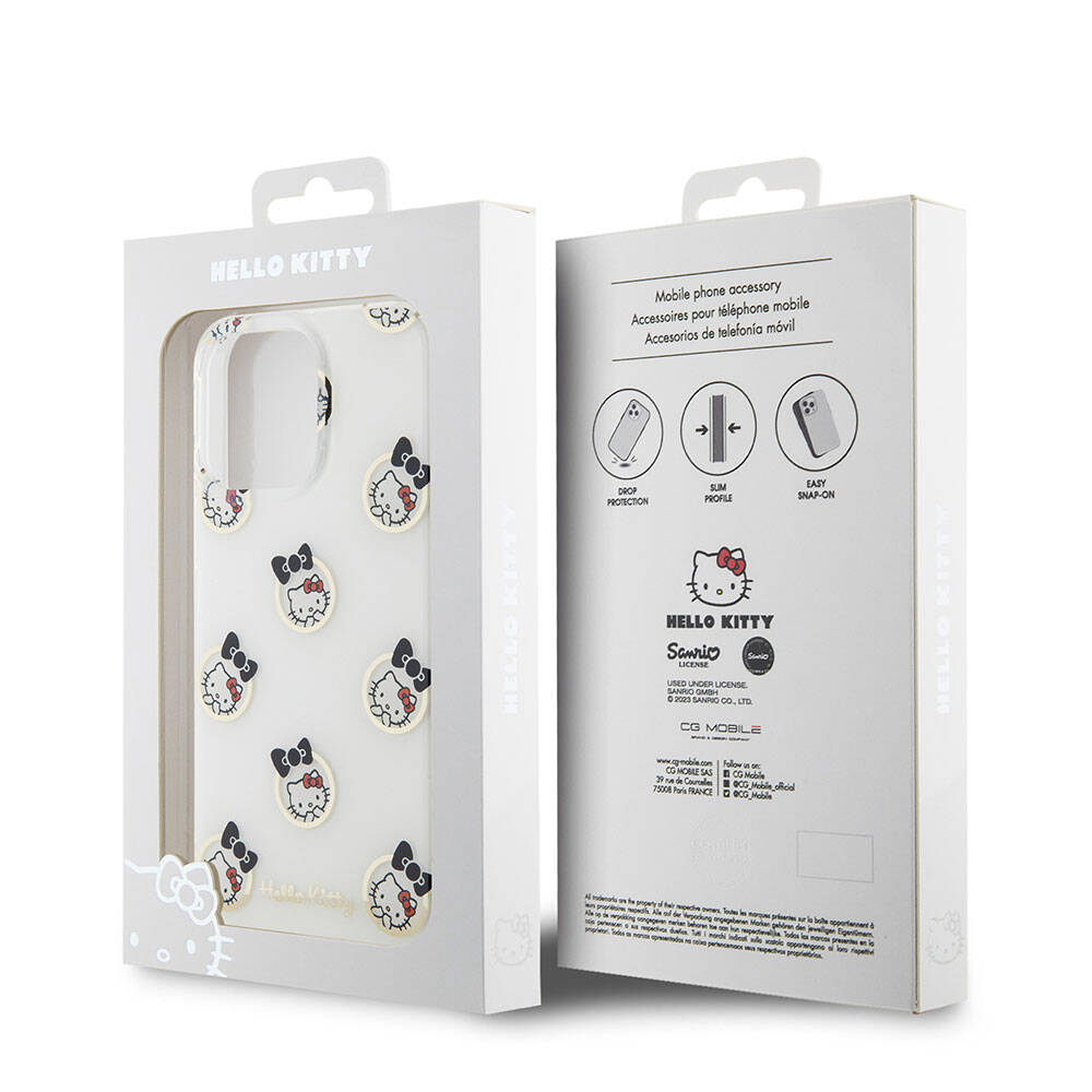 iPhone 15 Pro Max Kılıf Hello Kitty Orjinal Lisanslı Elektroplating Kaplama Kabarcık Baskılı Kılıf Siyah