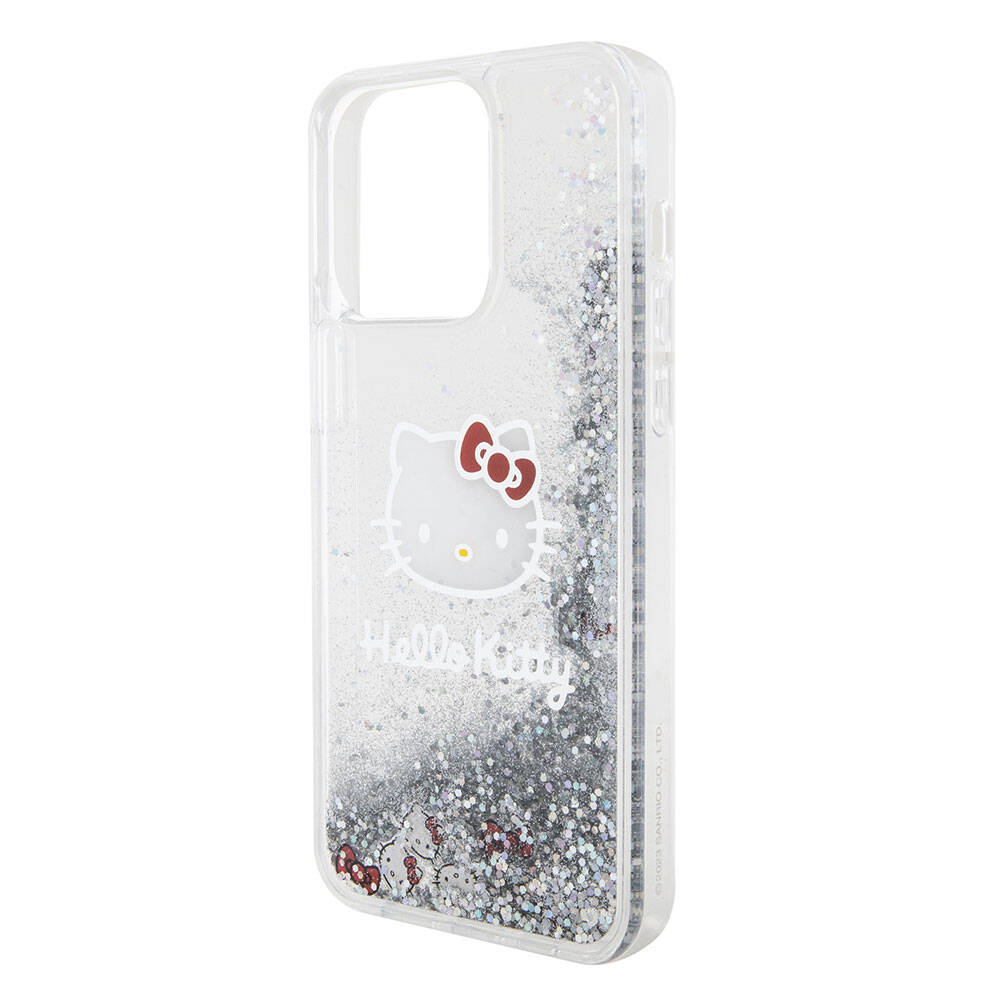 iPhone 15 Pro Max Kılıf Hello Kitty Orjinal Lisanslı İkonik Sıvılı Glitter Kılıf Renksiz