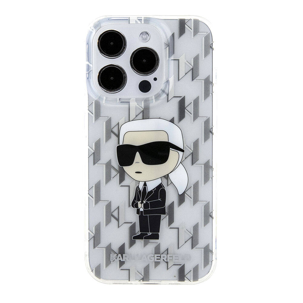 iPhone 15 Pro Max Kılıf Karl Lagerfeld IML İkonik Monogram Orjinal Lisanslı Kılıf Renksiz