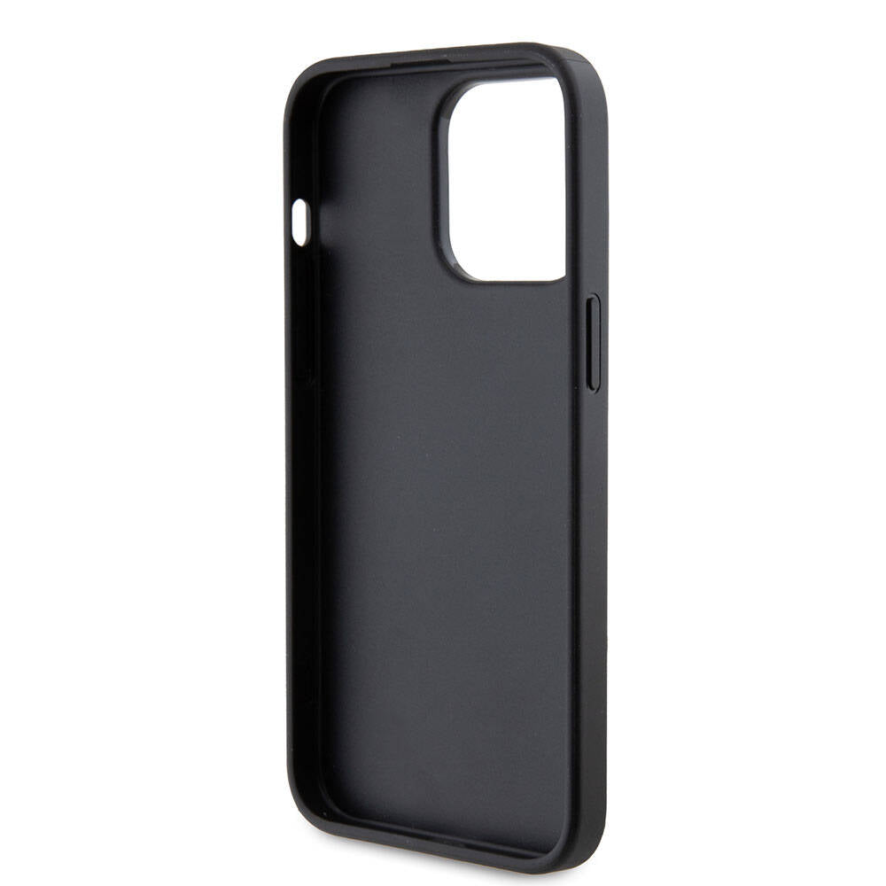 iPhone 15 Pro Max Kılıf Karl Lagerfeld Kartlıklı Metal Logo Orjinal Lisanslı Kılıf Siyah