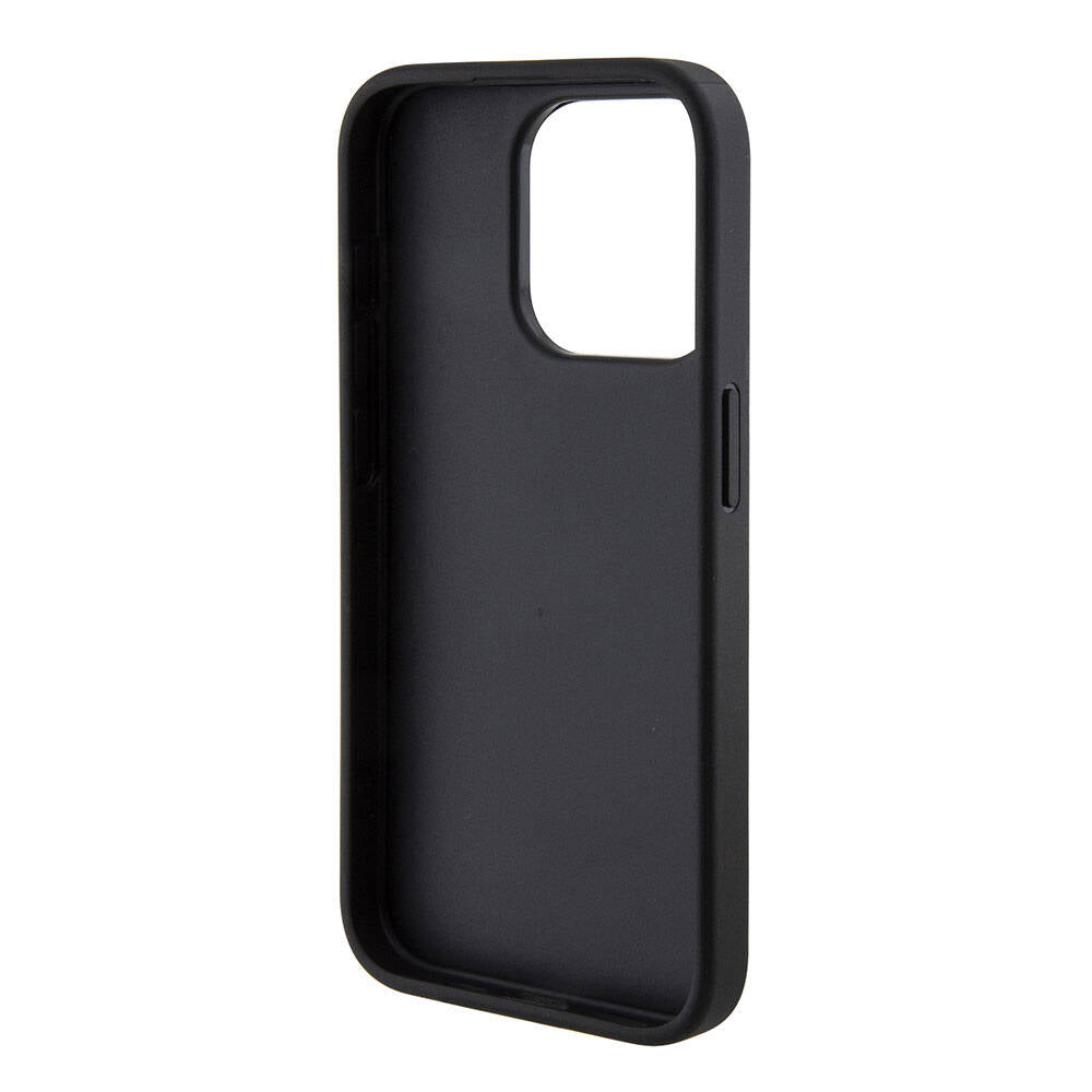 iPhone 15 Pro Max Kılıf Karl Lagerfeld Kartlıklı Saffiano 3D RSG Logo Orjinal Lisanslı Kılıf Siyah
