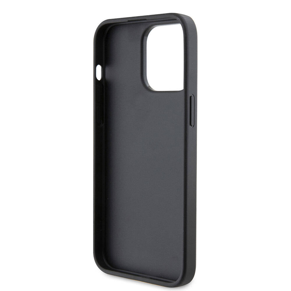 iPhone 15 Pro Max Kılıf Karl Lagerfeld Kartlıklı Saffiano K&L Patch Orjinal Lisanslı Kılıf Siyah
