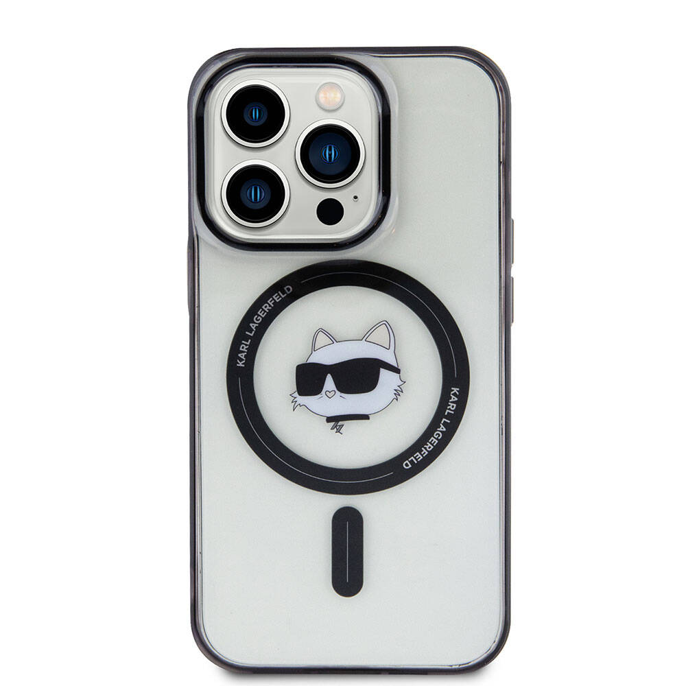 iPhone 15 Pro Max Kılıf Karl Lagerfeld Magsafe Şarj Özellikli IML Choupette Orjinal Lisanslı Kılıf Renksiz