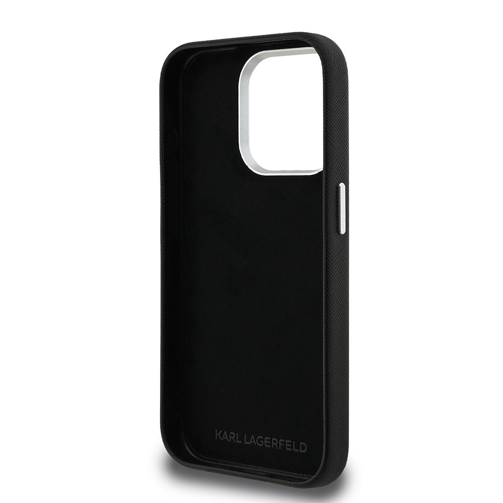 Apple iPhone 15 Pro Max Kılıf Karl Lagerfeld Orjinal Lisanslı K&C Heads Pin Kapak Gri