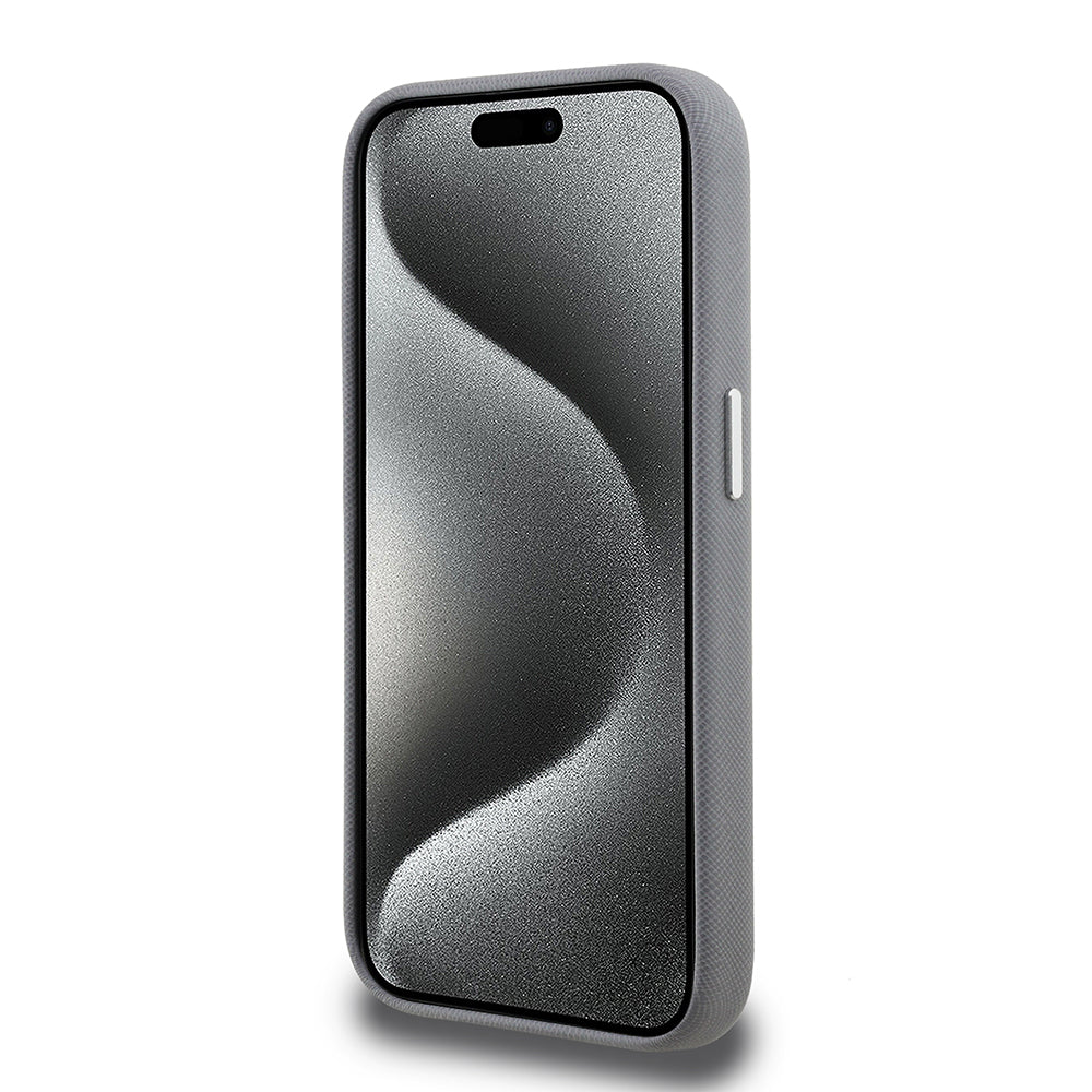 Apple iPhone 15 Pro Max Kılıf Karl Lagerfeld Orjinal Lisanslı K&C Heads Pin Kapak Gri