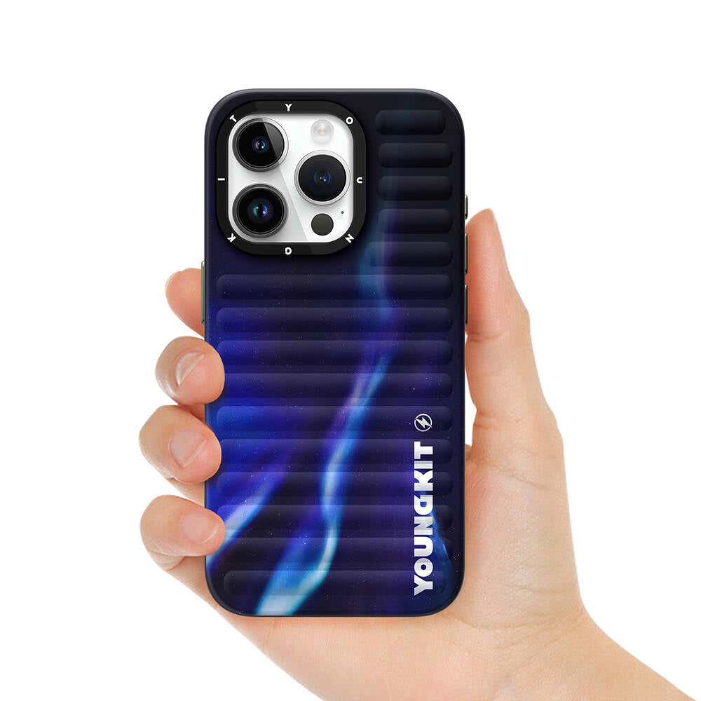 iPhone 15 Pro Max Kılıf Kuzey Işıkları Desenli Youngkit Aurora Serisi Kılıf Yeşil