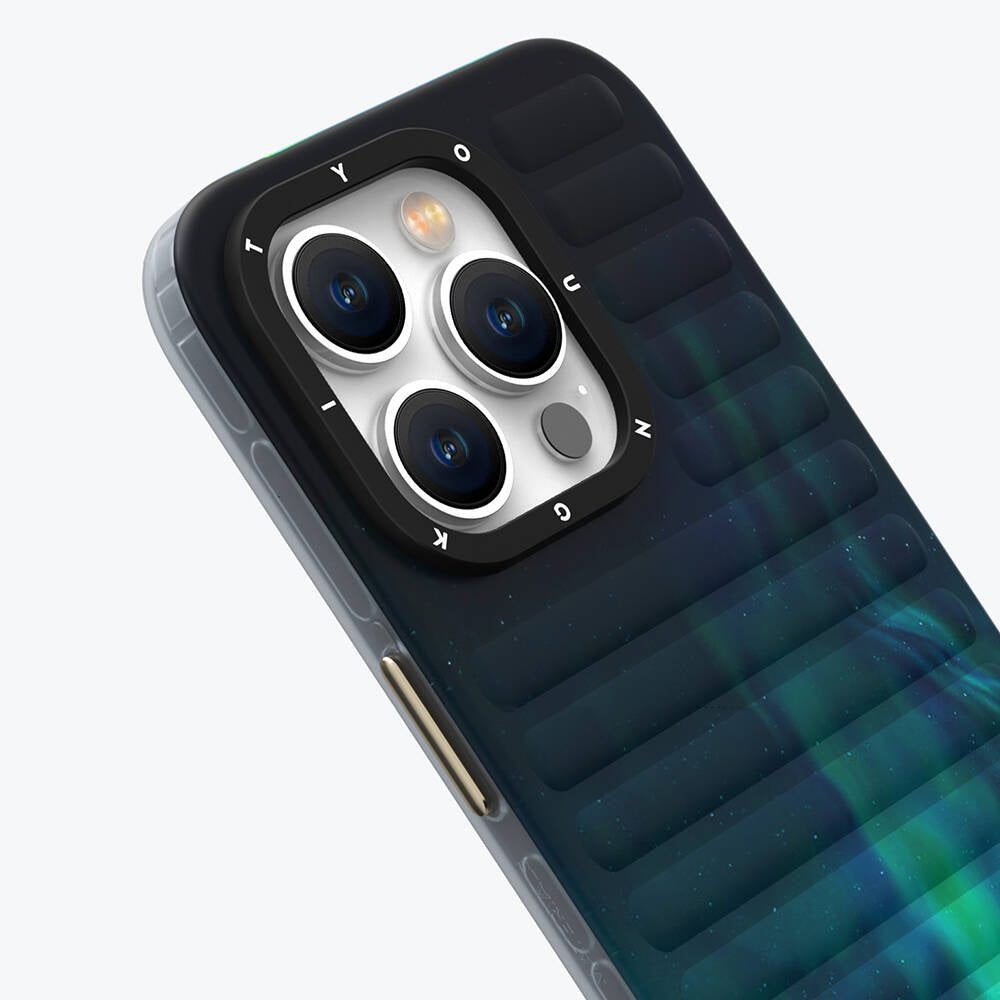 iPhone 15 Pro Max Kılıf Kuzey Işıkları Desenli Youngkit Aurora Serisi Kılıf Yeşil