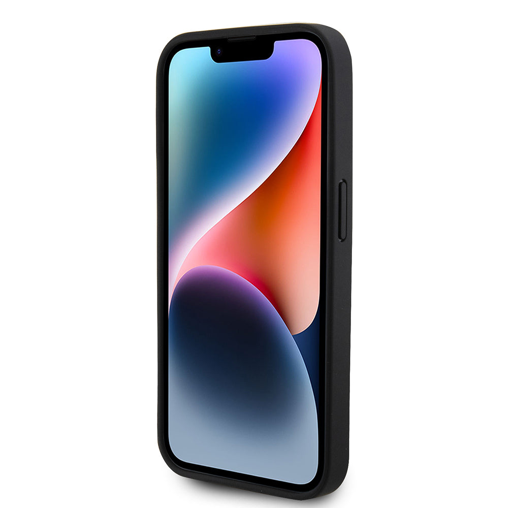 Apple iPhone 15 Pro Max Kılıf Lacoste Orjinal Lisanslı PU Pike Desenli Arka Yüzey İkonik Timsah Dokuma Logolu Kapak + Type-C Kablo 1.5m Siyah