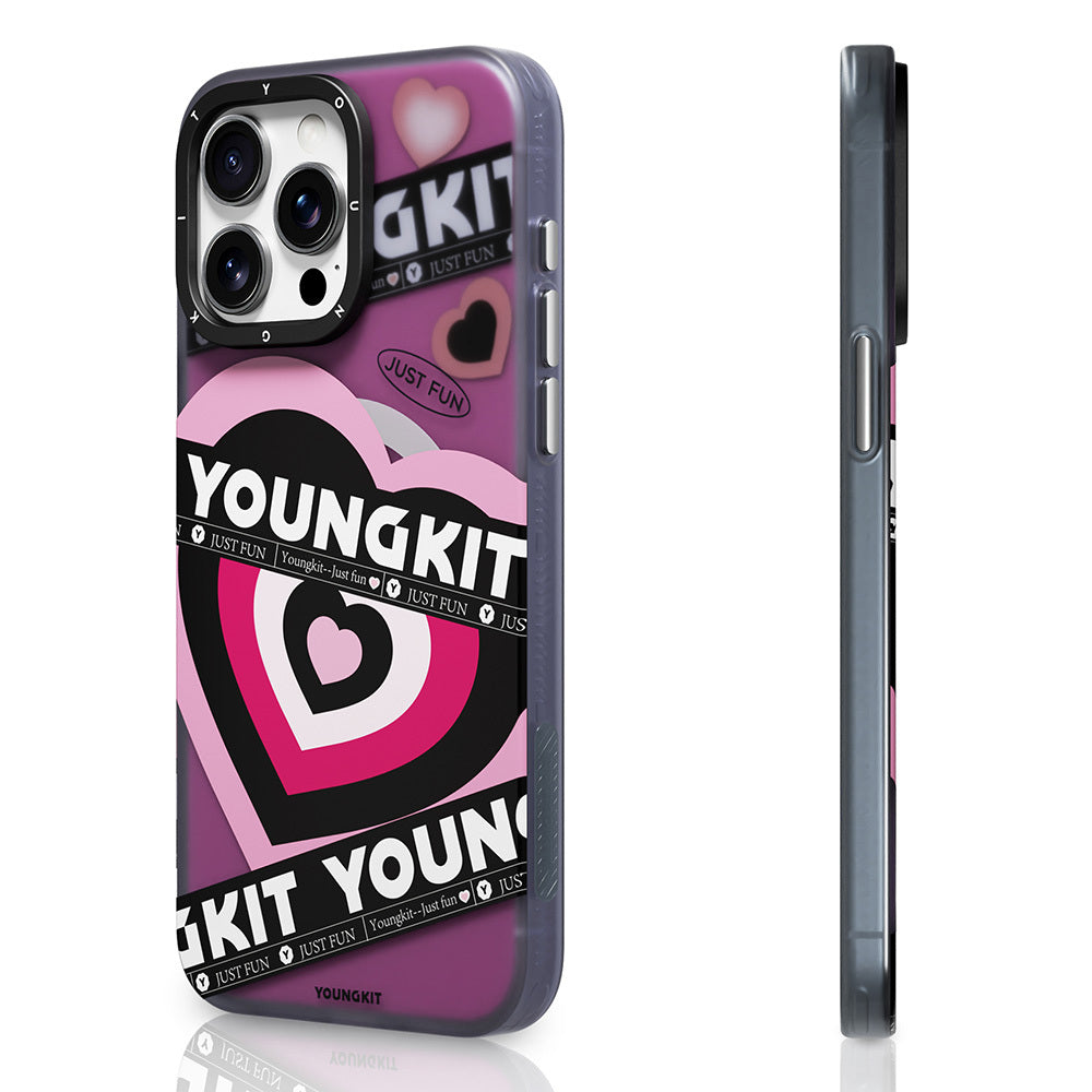 iPhone 15 Pro Max Kılıf Magsafe Şarj Özellikli Airbagli Çift Katmanlı Youngkit Flipped Serisi Kılıf Pembe