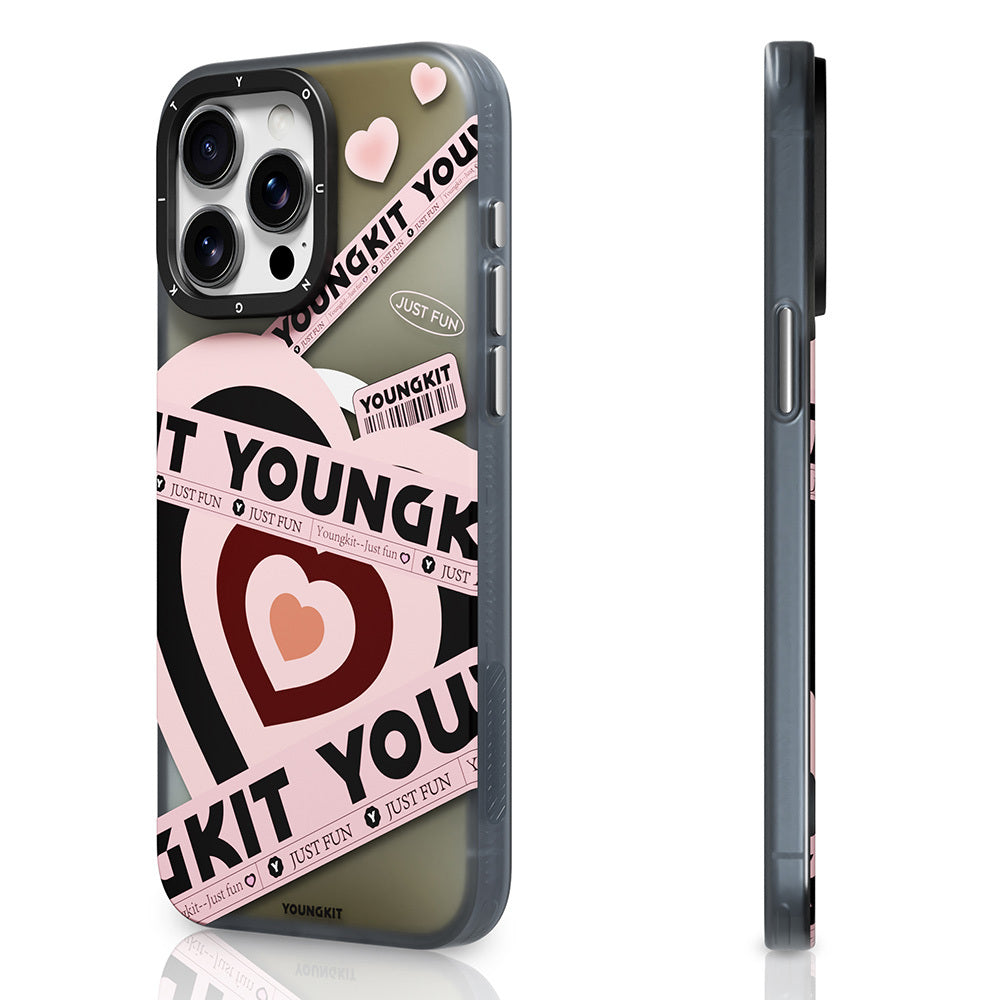 iPhone 15 Pro Max Kılıf Magsafe Şarj Özellikli Airbagli Çift Katmanlı Youngkit Flipped Serisi Kılıf Pembe Açık
