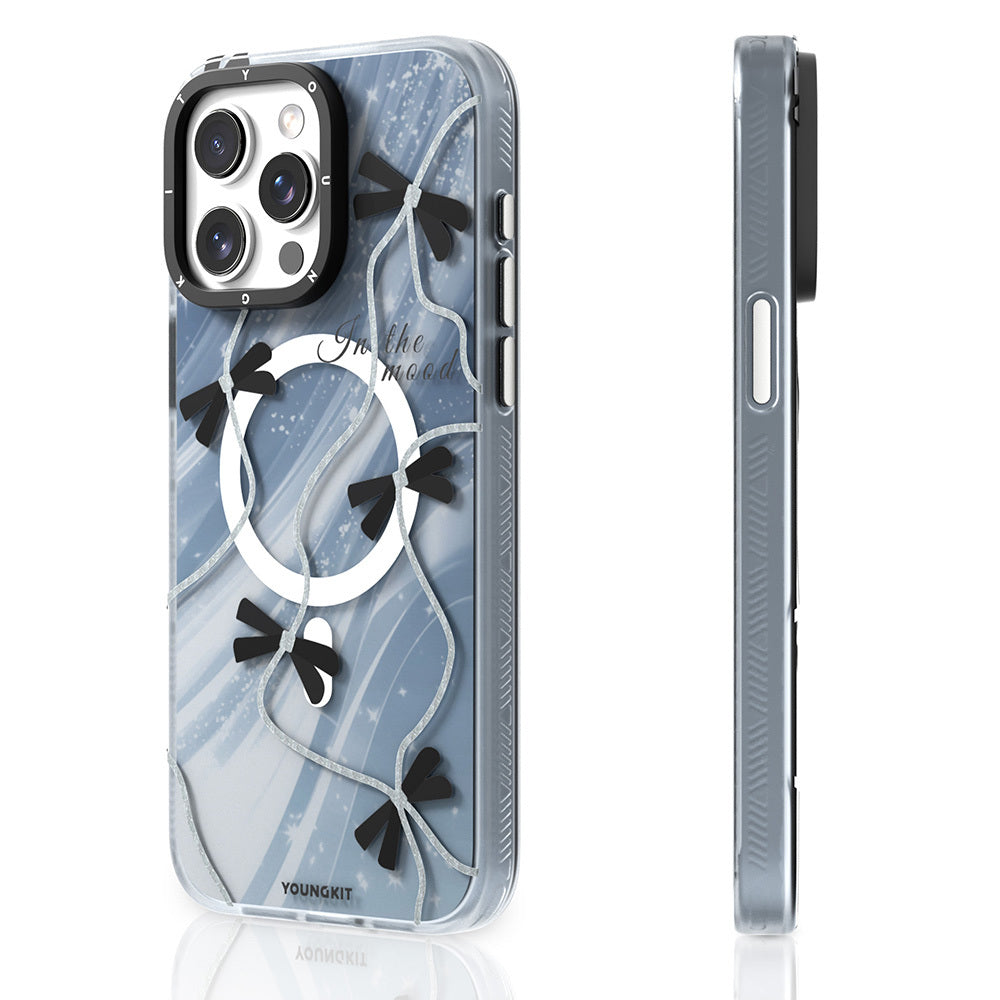 iPhone 15 Pro Max Kılıf Magsafe Şarj Özellikli Airbagli Çift Katmanlı Youngkit Star&Butterfly Serisi Kılıf Mor