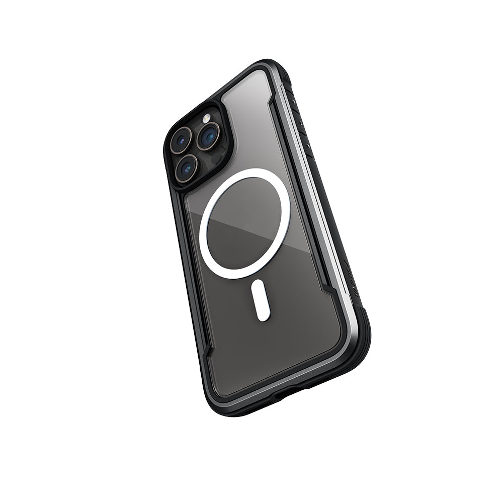 iPhone 15 Pro Max Kılıf Magsafe Şarj Özellikli Airbagli Raptic Shield Serisi Şeffaf Arka Yüzey Kılıf Siyah