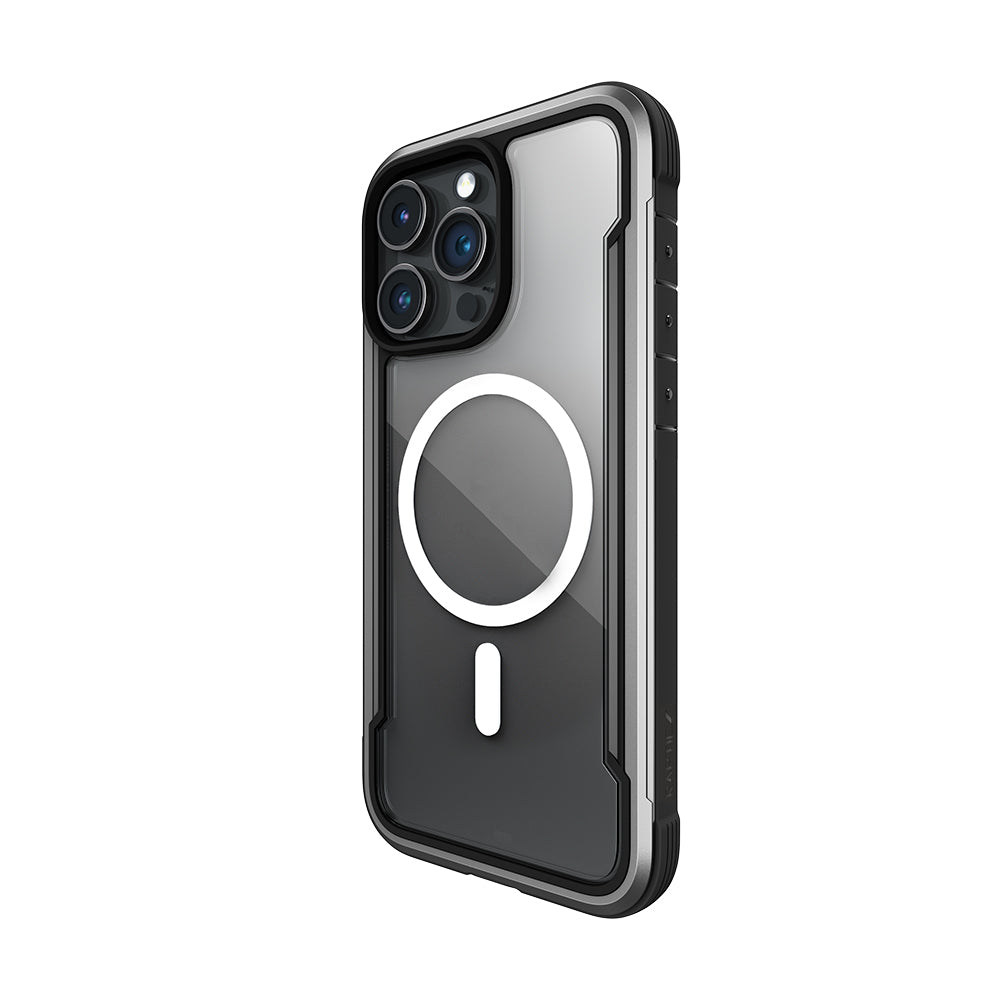 iPhone 15 Pro Max Kılıf Magsafe Şarj Özellikli Airbagli Raptic Shield Serisi Şeffaf Arka Yüzey Kılıf Siyah