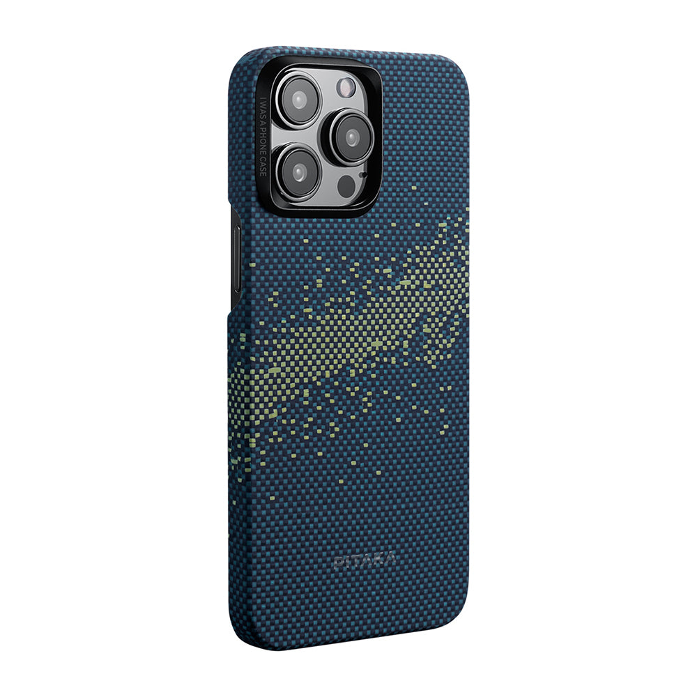 iPhone 15 Pro Max Kılıf Magsafe Şarj Özellikli Aramid Fiber Pitaka Tactile Woven Starpeak Serisi Milky Way Galaxy Kılıf Mavi