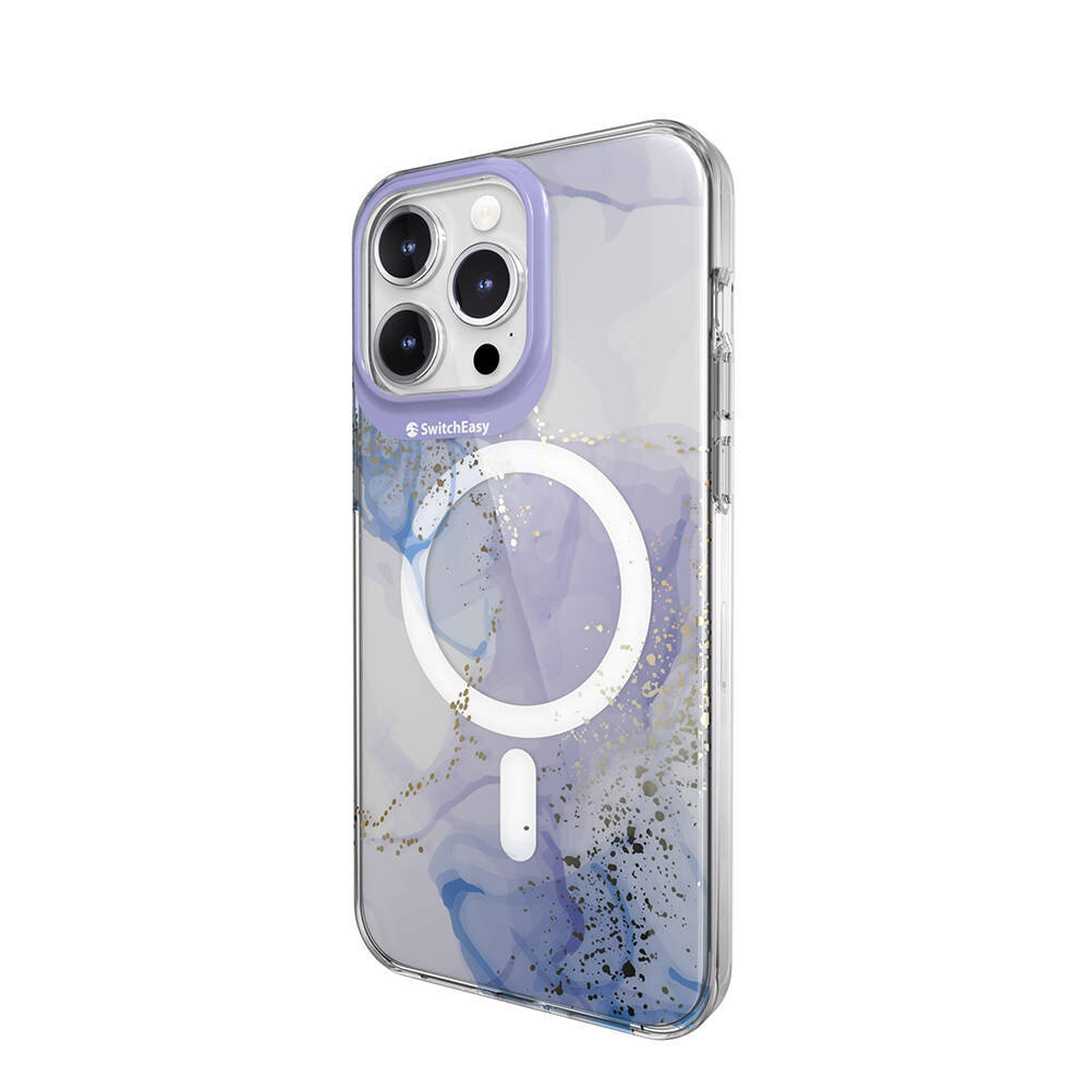 iPhone 15 Pro Max Kılıf Magsafe Şarj Özellikli Çift IMD Baskılı Lisanslı Switcheasy Artist-M Veil Kılıf Mor