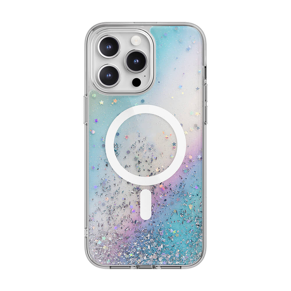 iPhone 15 Pro Max Kılıf Magsafe Şarj Özellikli Parlayan Simli Şeffaf Lisanslı Switcheasy Starfield-M Kılıf Renksiz