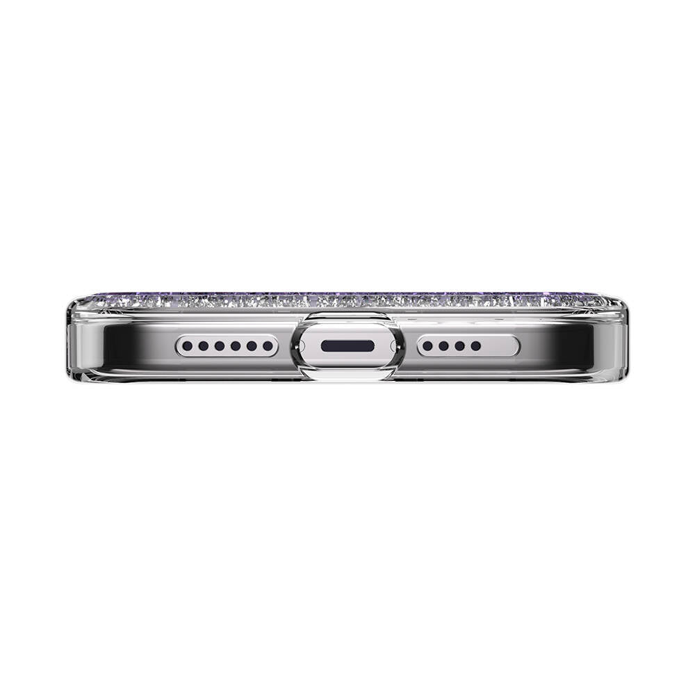 iPhone 15 Pro Max Kılıf Magsafe Şarj Özellikli Parlayan Simli Şeffaf Lisanslı Switcheasy Starfield-M Kılıf Mor