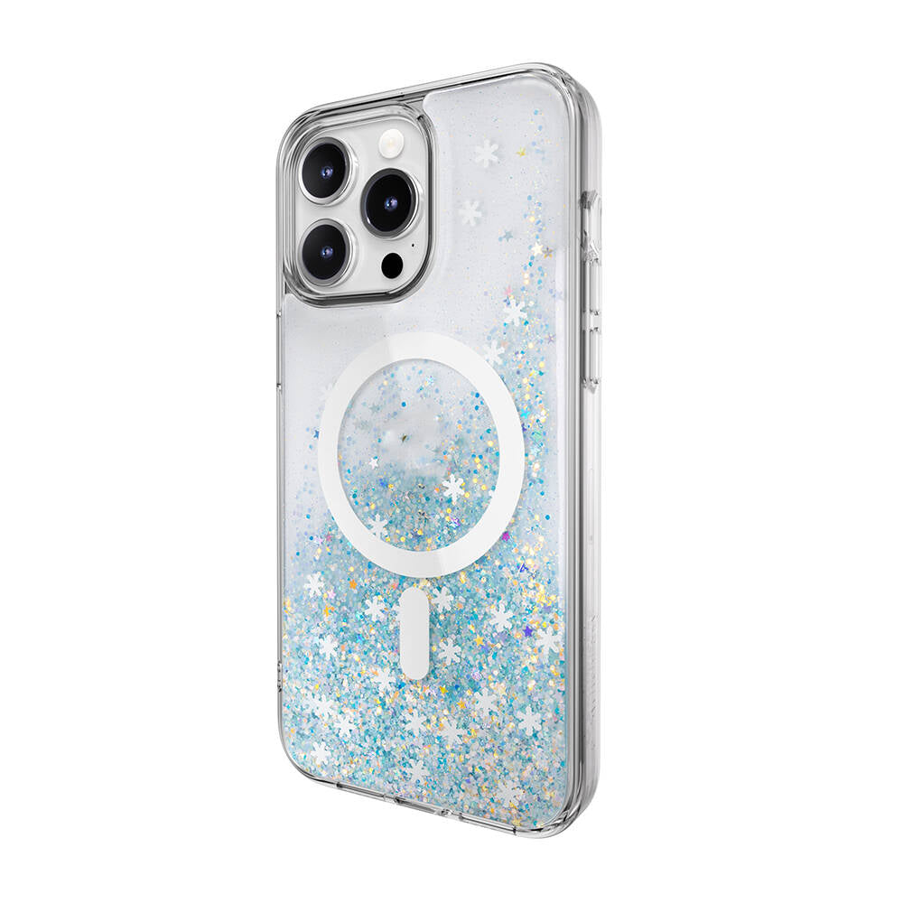 iPhone 15 Pro Max Kılıf Magsafe Şarj Özellikli Parlayan Simli Şeffaf Lisanslı Switcheasy Starfield-M Kılıf Mor