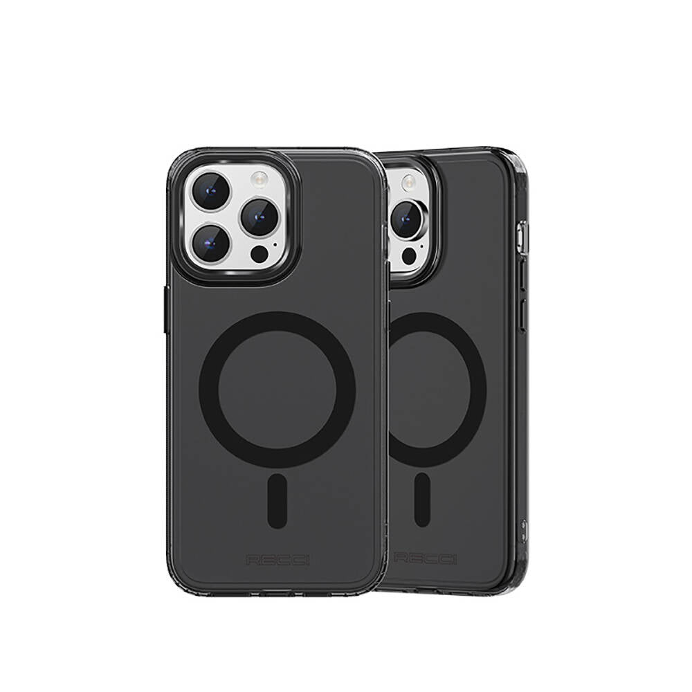 iPhone 15 Pro Max Kılıf Magsafe Şarj Özellikli Saydam Arka Yüzey Recci Crystal Color Serisi Kılıf Mavi