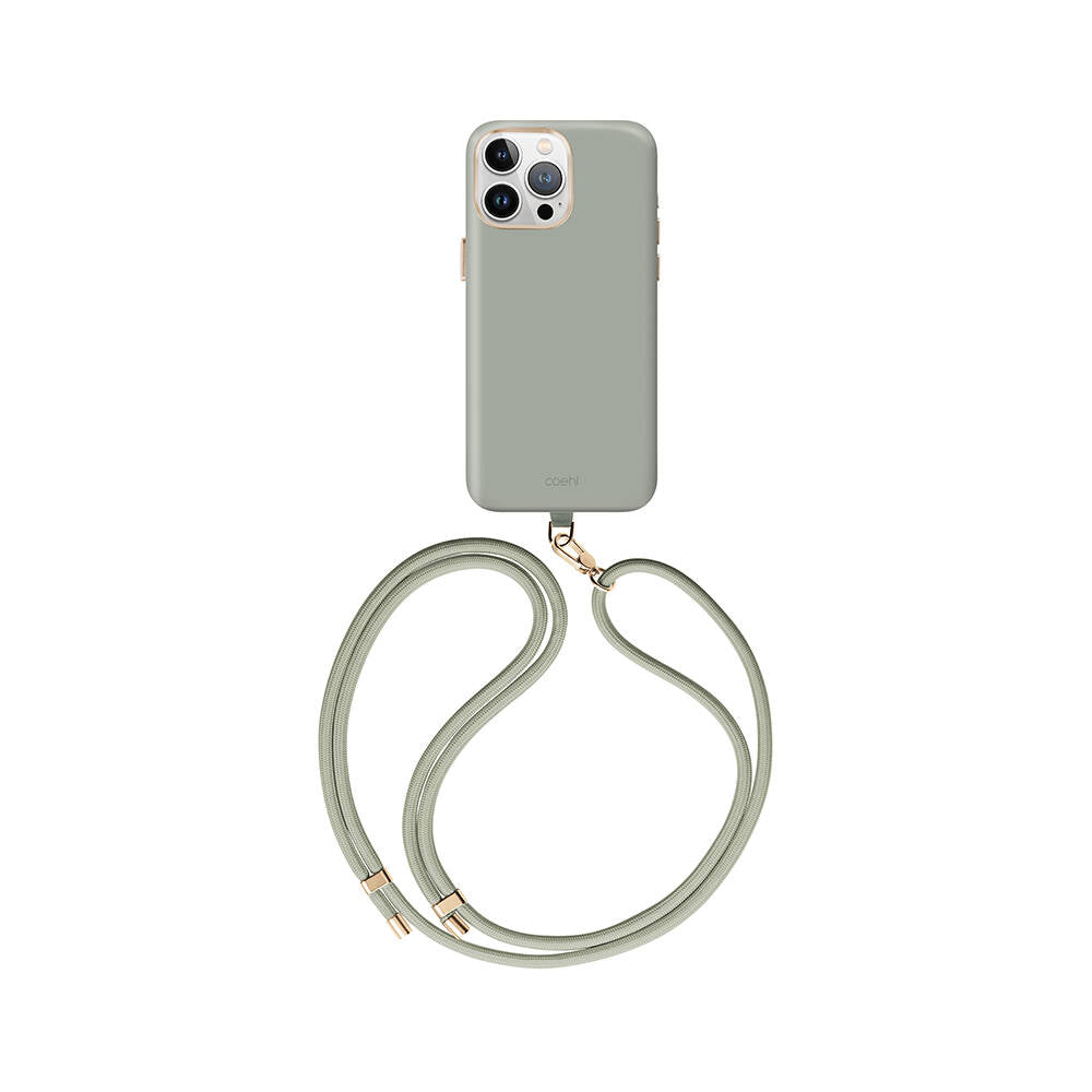 iPhone 15 Pro Max Kılıf Magsafe Şarj Özellikli Soft Pürüzsüz Yüzey Askı İpli Coehl Creme Kılıf Yeşil
