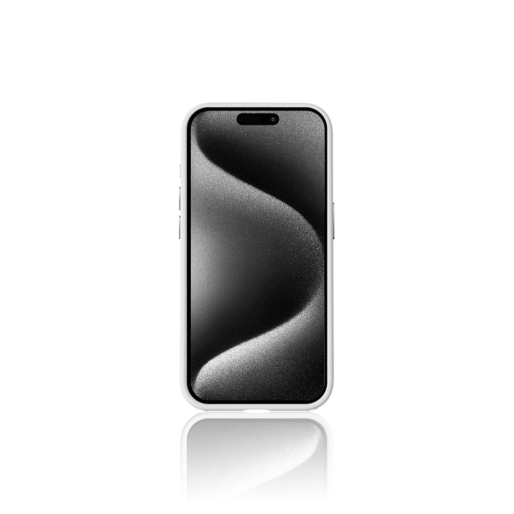 Apple iPhone 15 Pro Max Kılıf Magsafe Şarj Özellikli Suni Deri Tasarımlı Desenli Pynana Print Serisi Kapak Beyaz