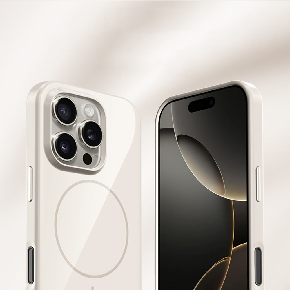 Apple iPhone 15 Pro Max Kılıf Magsafe Şarj Özellikli Wlons Frego Kapak Krem