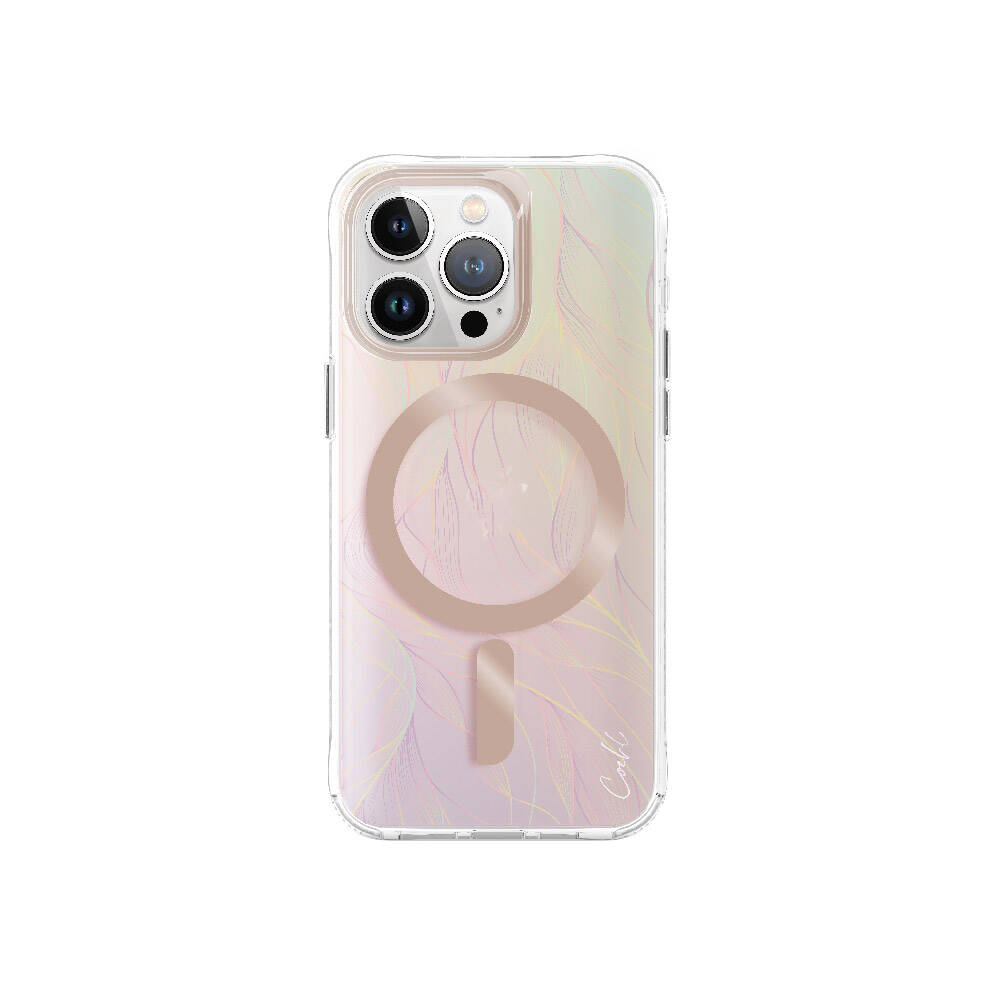 iPhone 15 Pro Max Kılıf Magsafe Şarj Özellikli Yaprak Desenli Coehl Willow Kılıf Pembe
