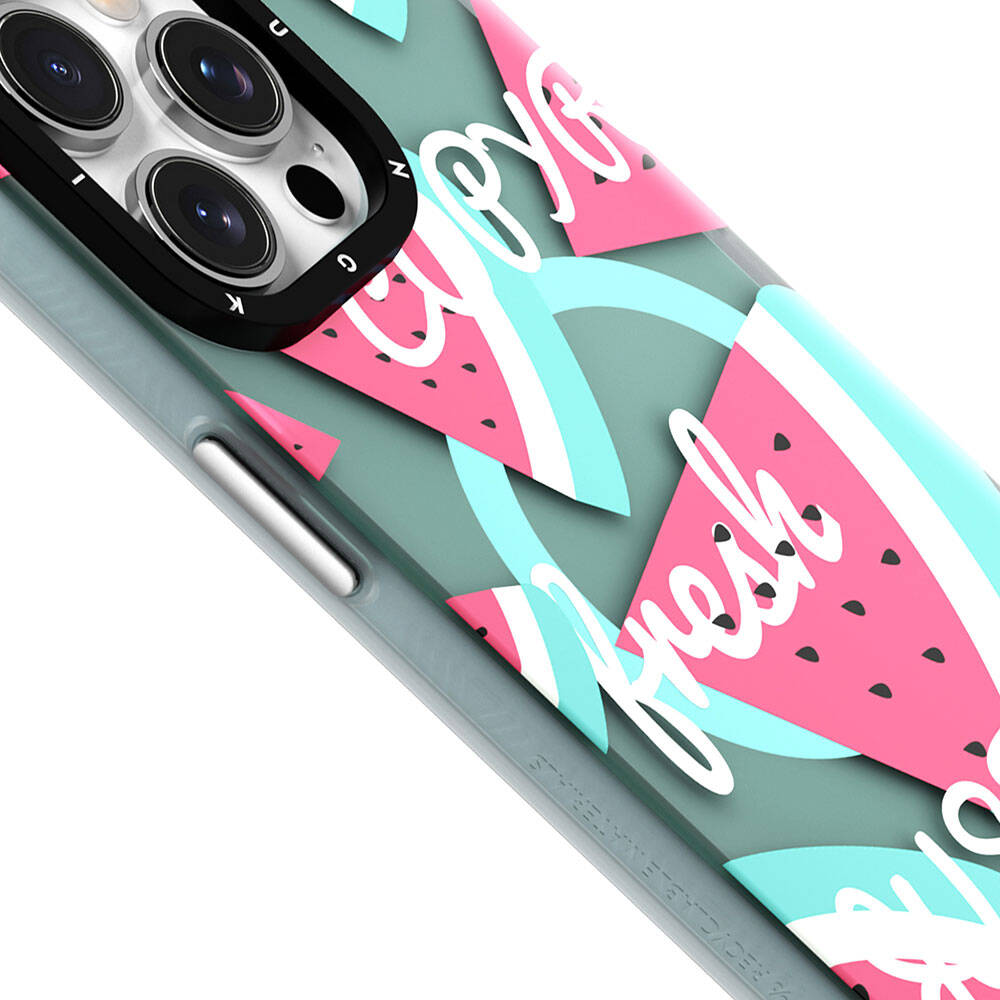 iPhone 15 Pro Max Kılıf Magsafe Şarj Özellikli Yaz Meyvesi Desenli Youngkit Fruity Flavour Serisi Kılıf Pembe