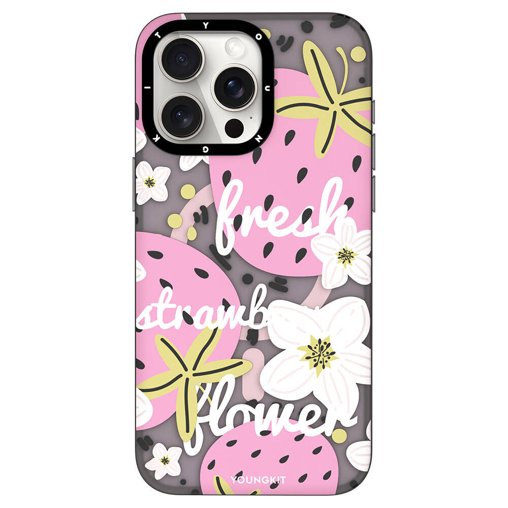 iPhone 15 Pro Max Kılıf Magsafe Şarj Özellikli Yaz Meyvesi Desenli Youngkit Fruity Flavour Serisi Kılıf Yeşil