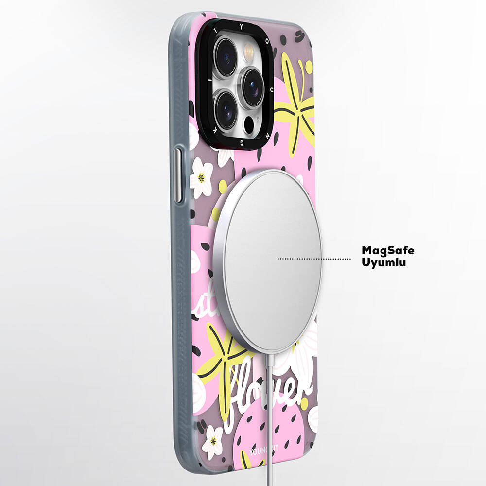 iPhone 15 Pro Max Kılıf Magsafe Şarj Özellikli Yaz Meyvesi Desenli Youngkit Fruity Flavour Serisi Kılıf Yeşil