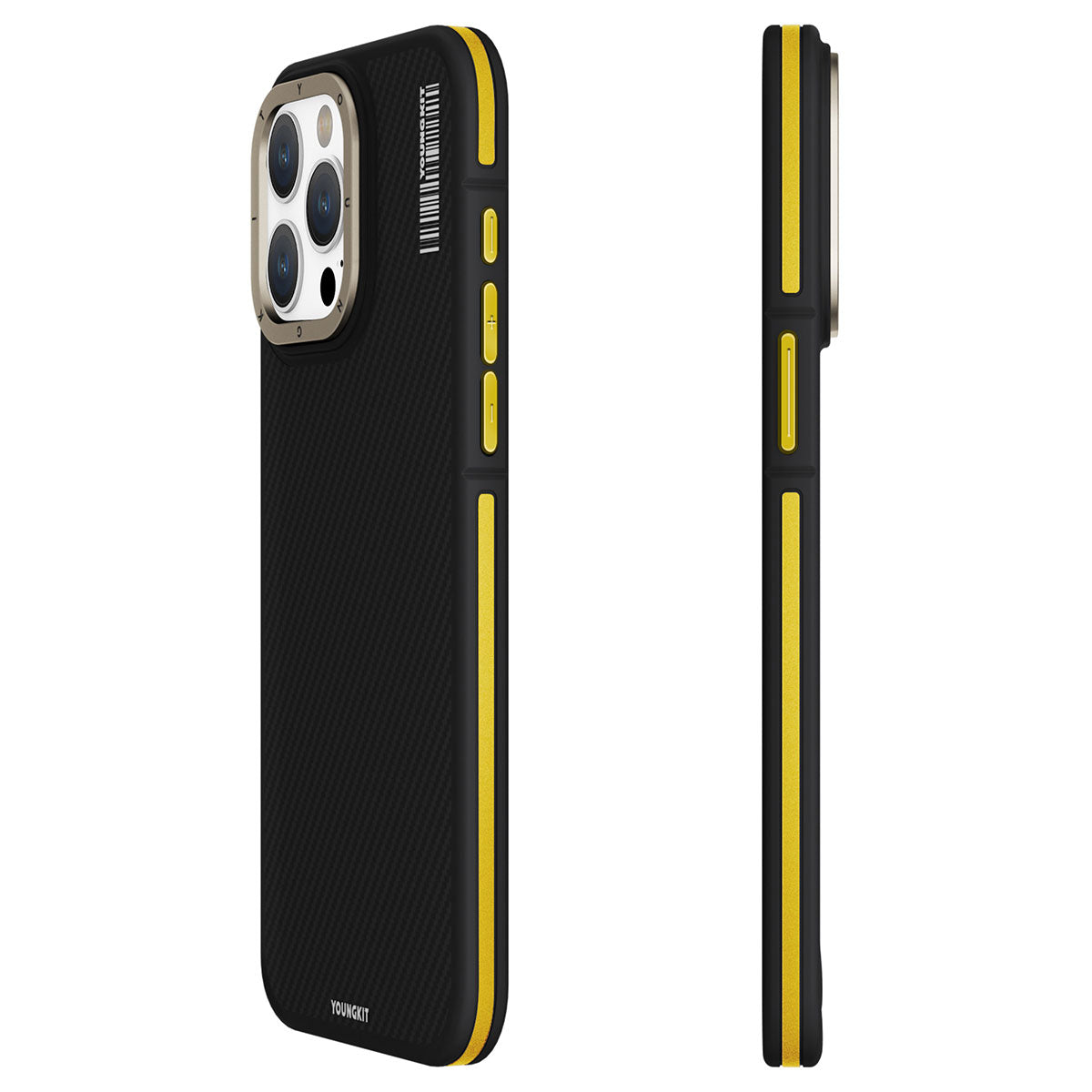 iPhone 15 Pro Max Kılıf Magsafe Şarj Özellikli YoungKit 600D Kevlar Kılıf Sarı