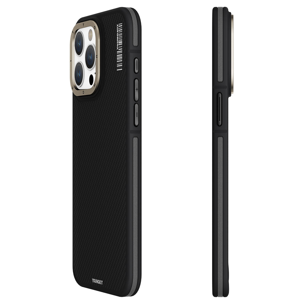 iPhone 15 Pro Max Kılıf Magsafe Şarj Özellikli YoungKit 600D Kevlar Kılıf Siyah
