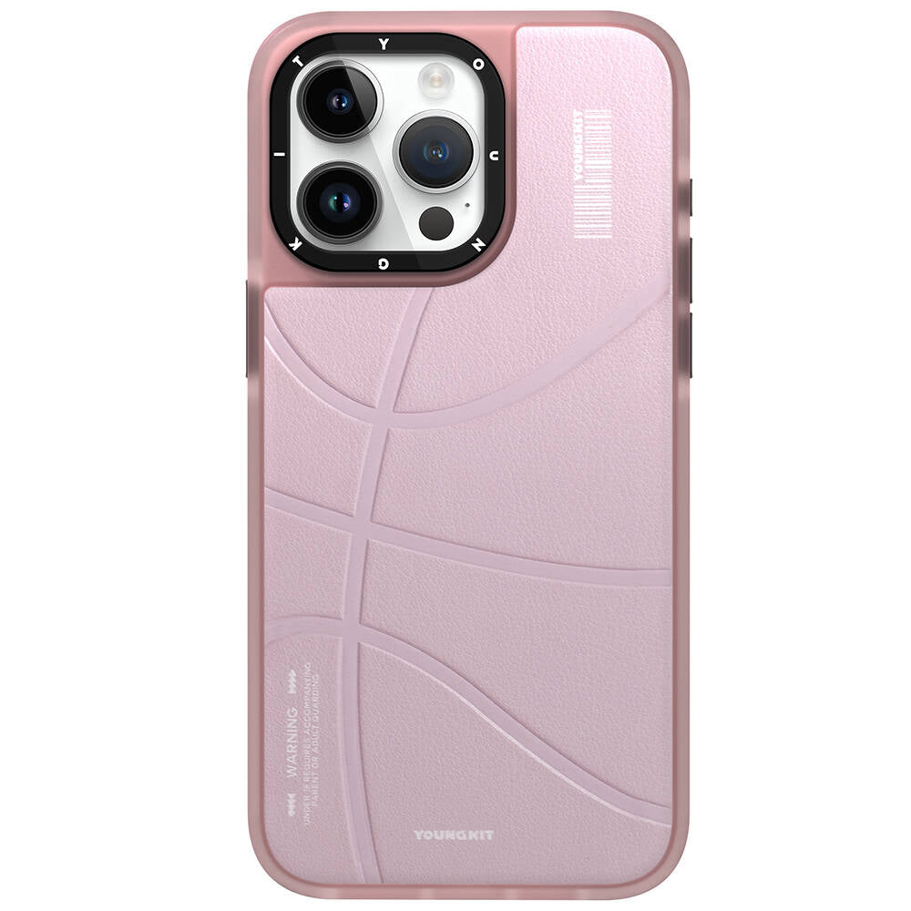 iPhone 15 Pro Max Kılıf Magsafe Şarj Özellikli Youngkit Backboard Serisi Leather Kılıf Pembe