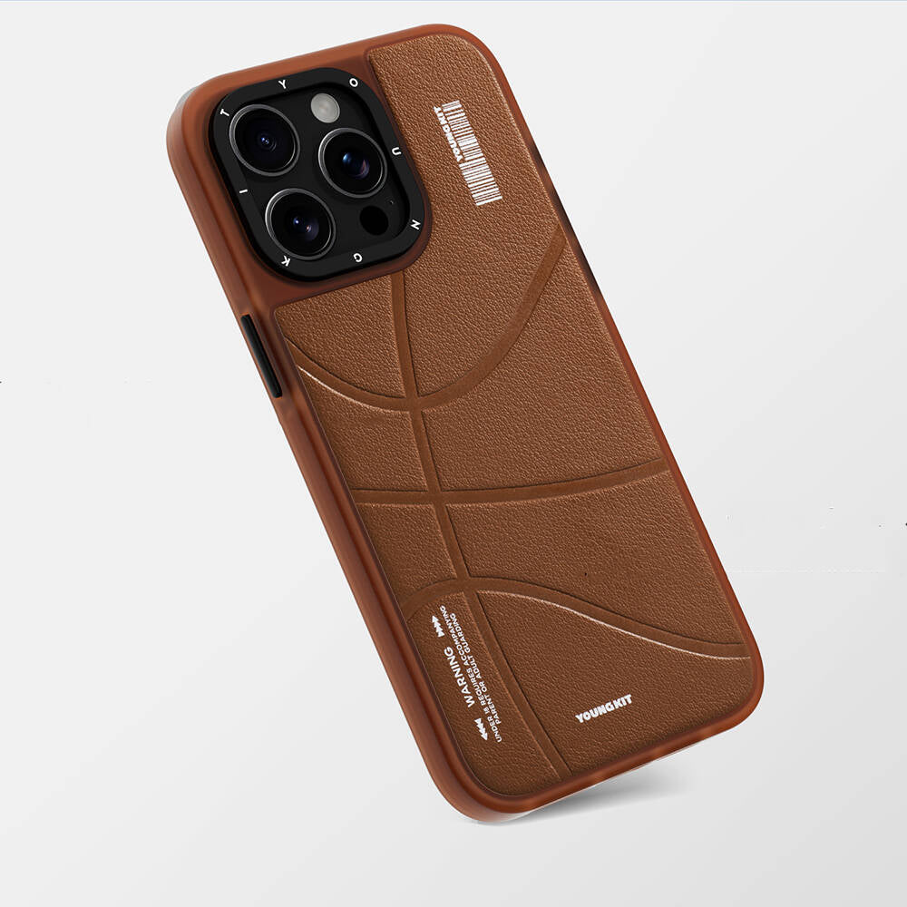 iPhone 15 Pro Max Kılıf Magsafe Şarj Özellikli Youngkit Backboard Serisi Leather Kılıf Kahverengi