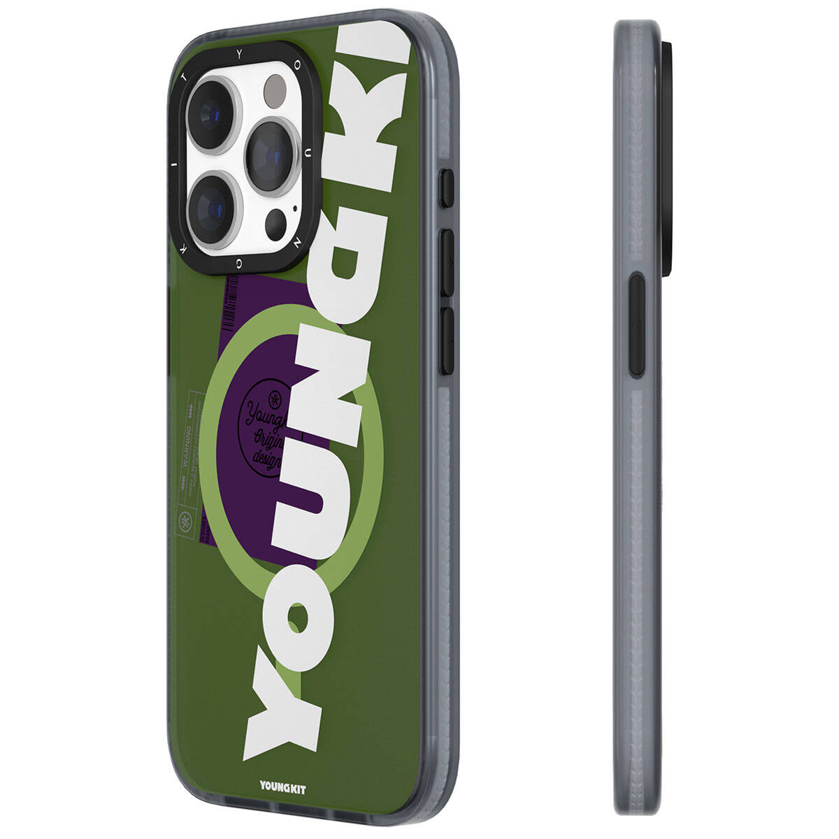 iPhone 15 Pro Max Kılıf Magsafe Şarj Özellikli Youngkit Binfen Serisi Yazı Temalı Kılıf Yeşil
