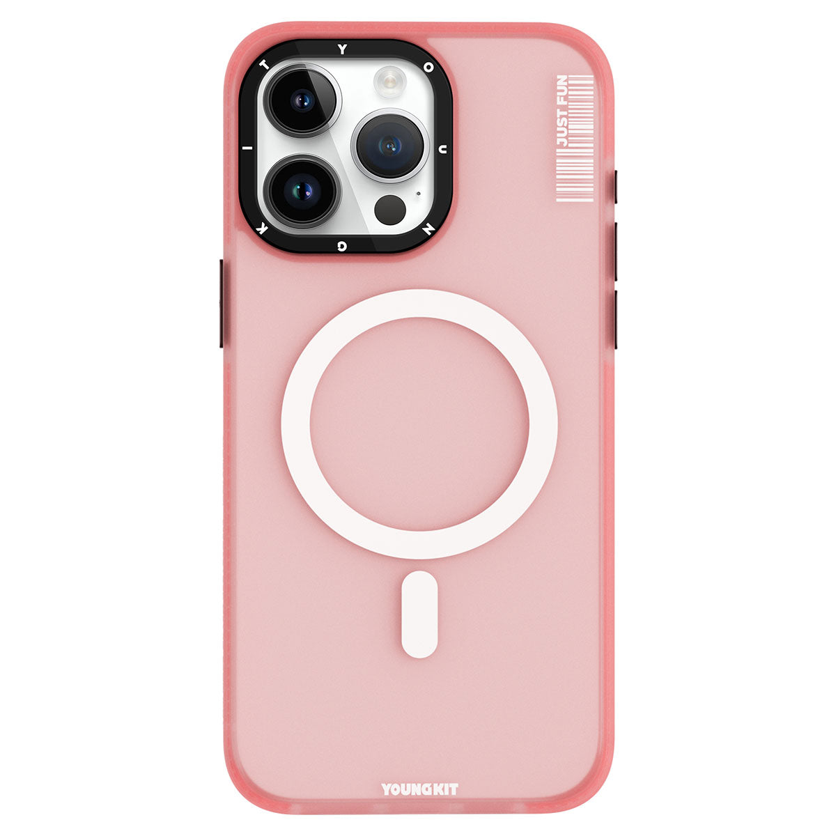 iPhone 15 Pro Max Kılıf Magsafe Şarj Özellikli Youngkit Colored Sand Serisi Kılıf Pembe