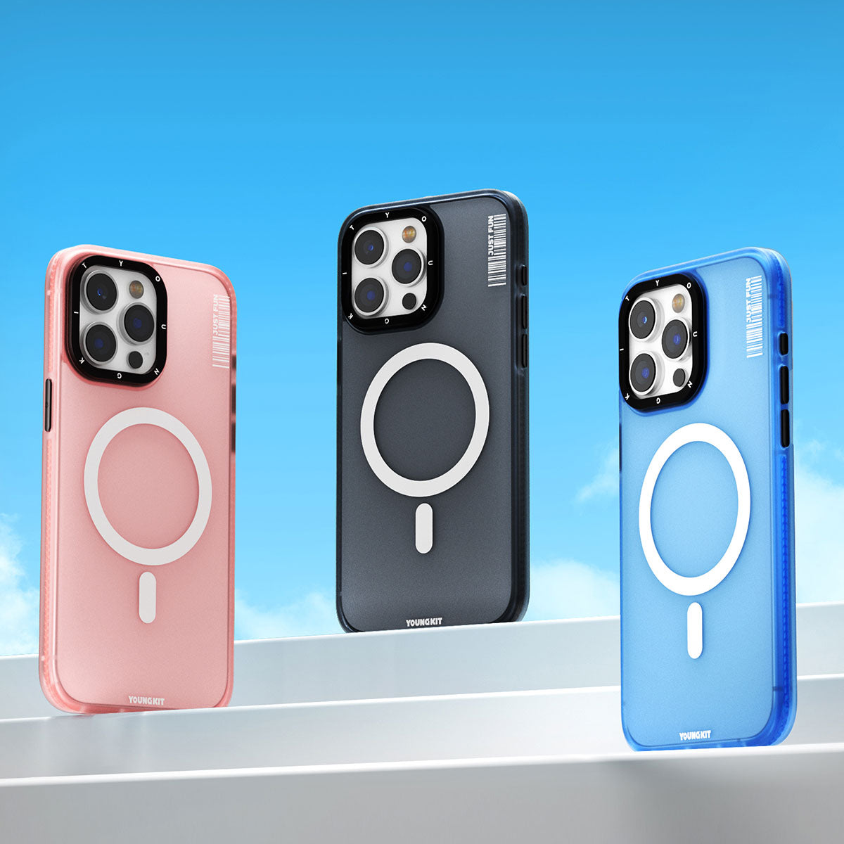 iPhone 15 Pro Max Kılıf Magsafe Şarj Özellikli Youngkit Colored Sand Serisi Kılıf Siyah