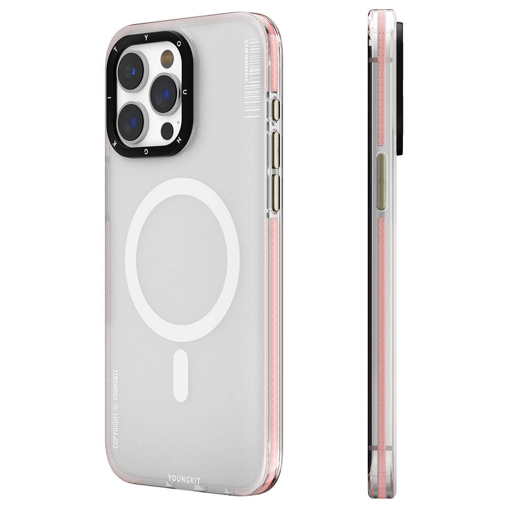 iPhone 15 Pro Max Kılıf Magsafe Şarj Özellikli Youngkit Jiansha Serisi Kılıf Pembe