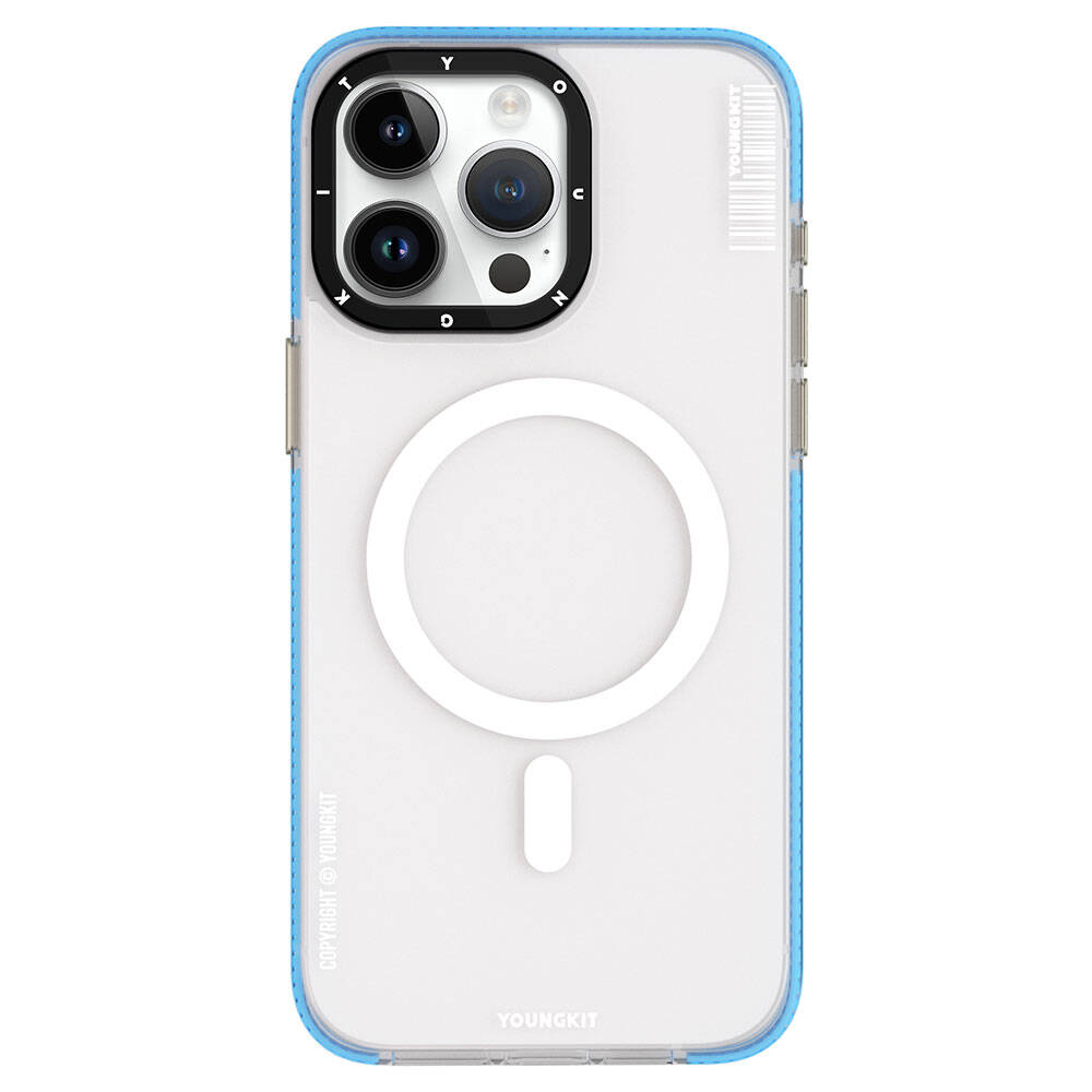 iPhone 15 Pro Max Kılıf Magsafe Şarj Özellikli Youngkit Jiansha Serisi Kılıf Mavi