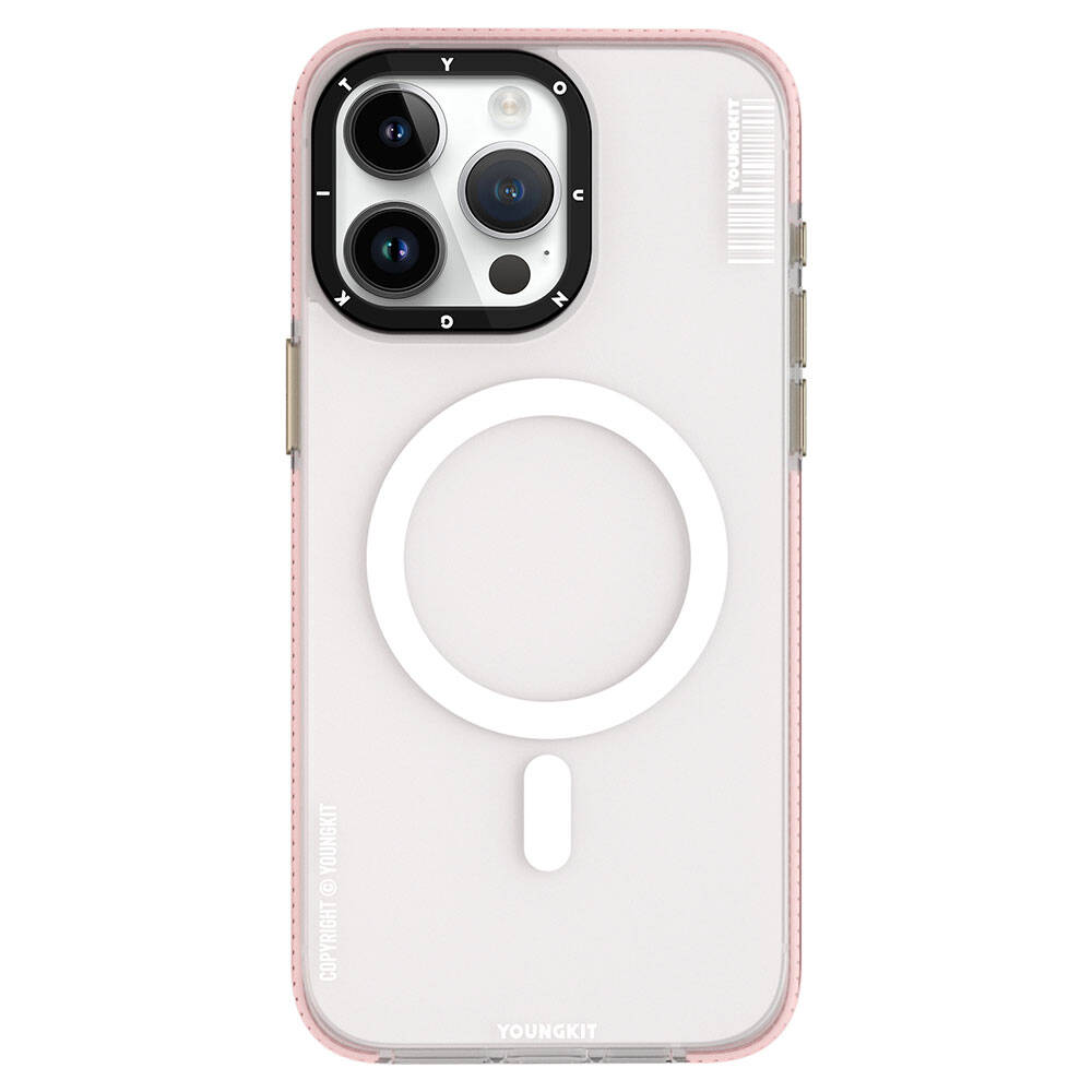 iPhone 15 Pro Max Kılıf Magsafe Şarj Özellikli Youngkit Jiansha Serisi Kılıf Pembe
