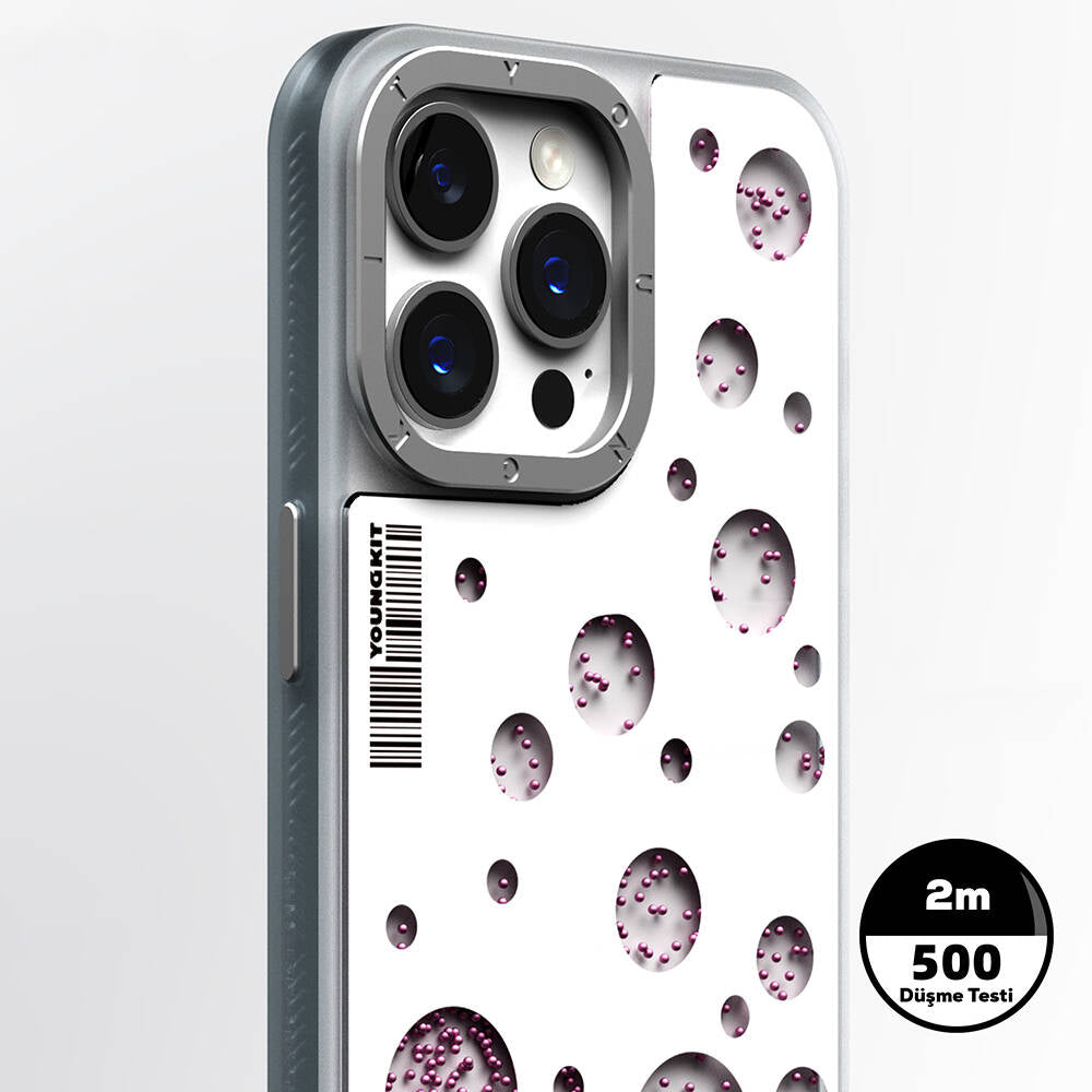 Magsafe Şarj Özellikli Youngkit Quicksand Beads Serisi Beyaz Kapak - enzaksesuar