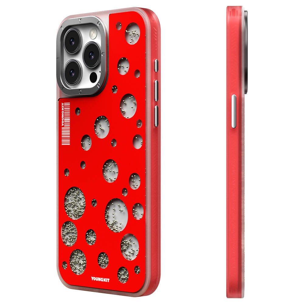 Magsafe Şarj Özellikli Youngkit Quicksand Beads Serisi Kırmızı Kapak - enzaksesuar