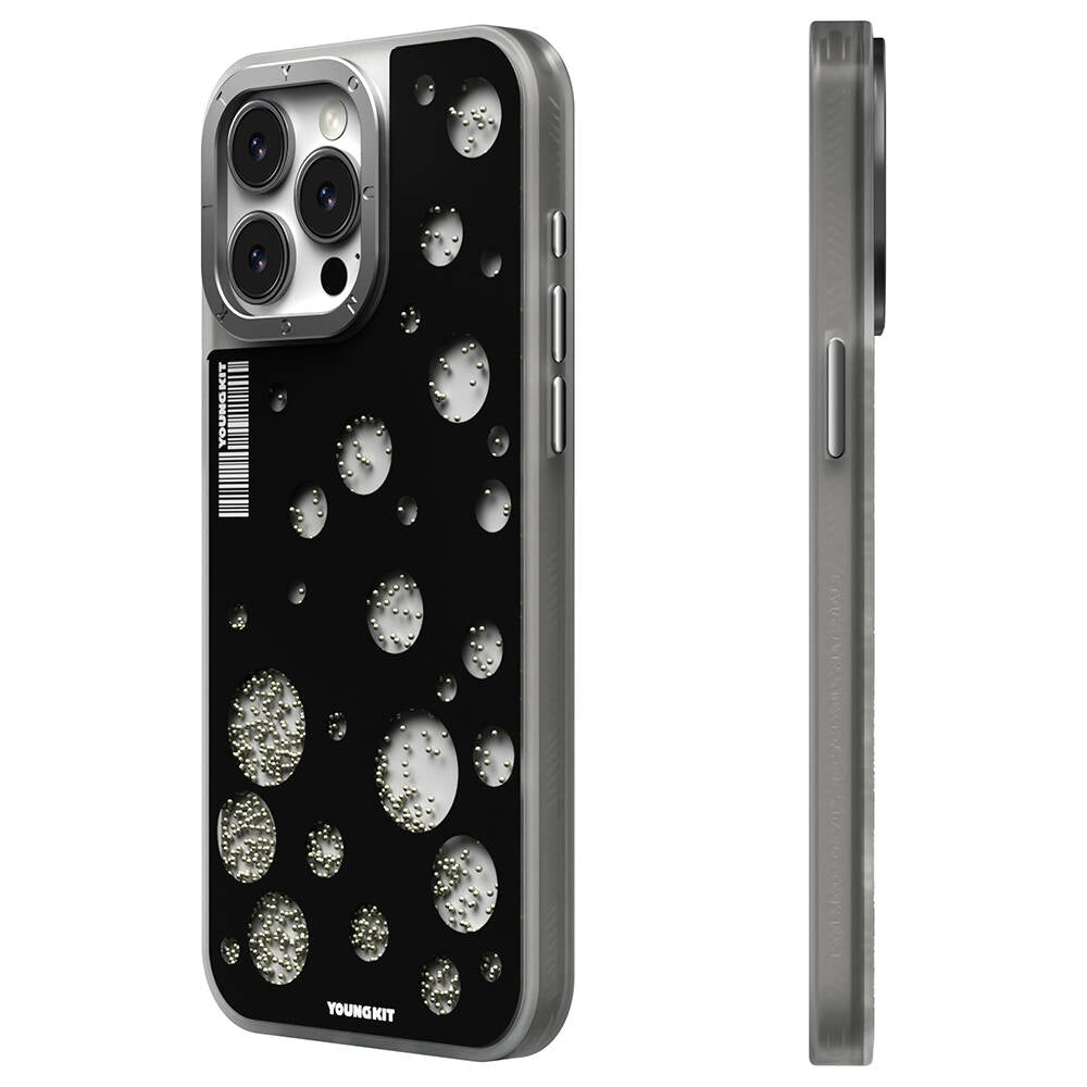 Magsafe Şarj Özellikli Youngkit Quicksand Beads Serisi Siyah Kapak - enzaksesuar