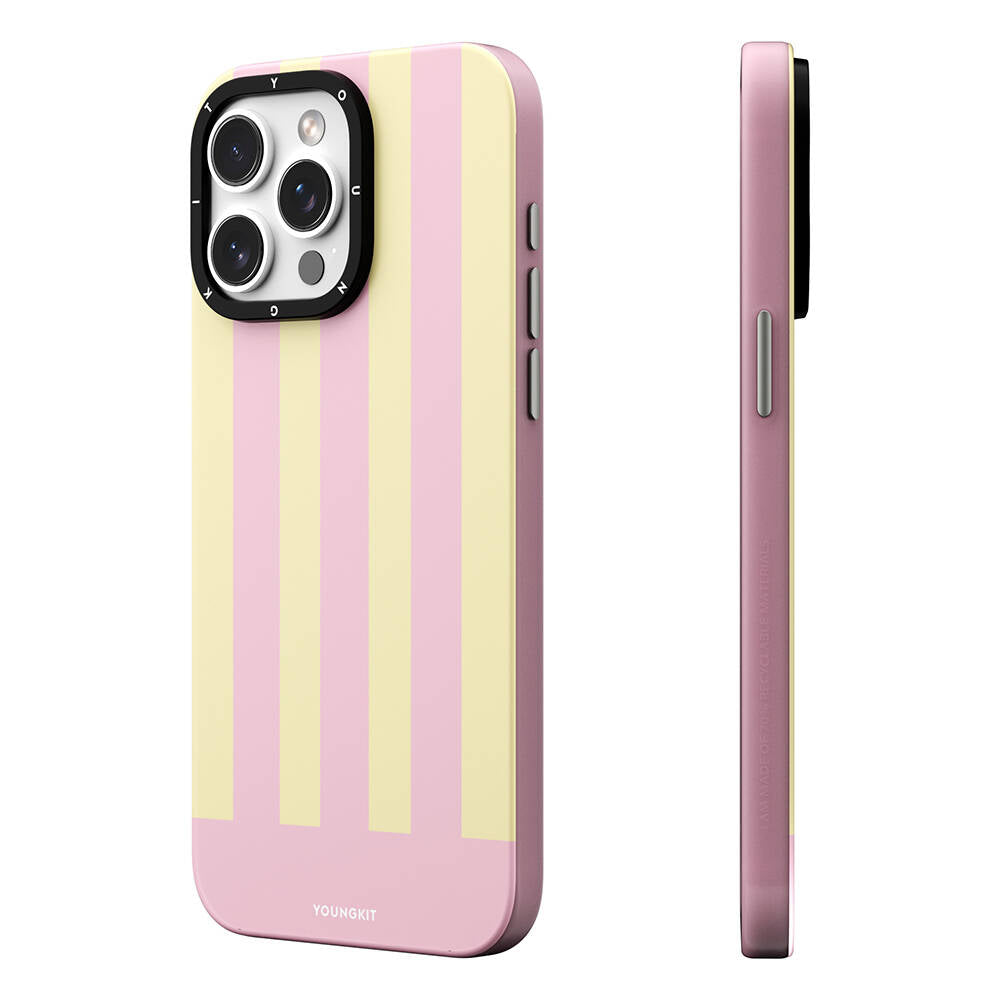 iPhone Kılıf Magsafe Şarj Özellikli Youngkit Striped Piano Keys Serisi Pembe Kapak - enzaksesuar