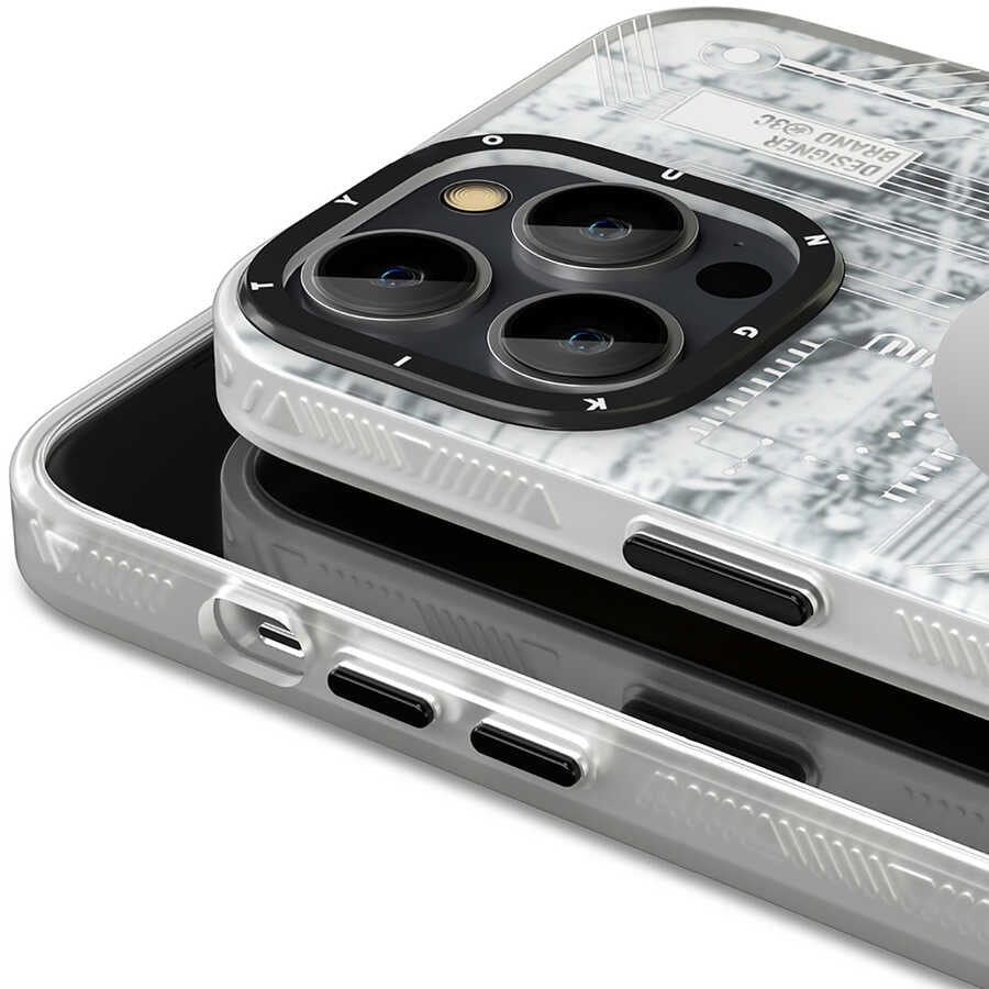 iPhone 15 Pro Max Kılıf Magsafe Şarj Özellikli YoungKit Technology Serisi Kılıf Beyaz
